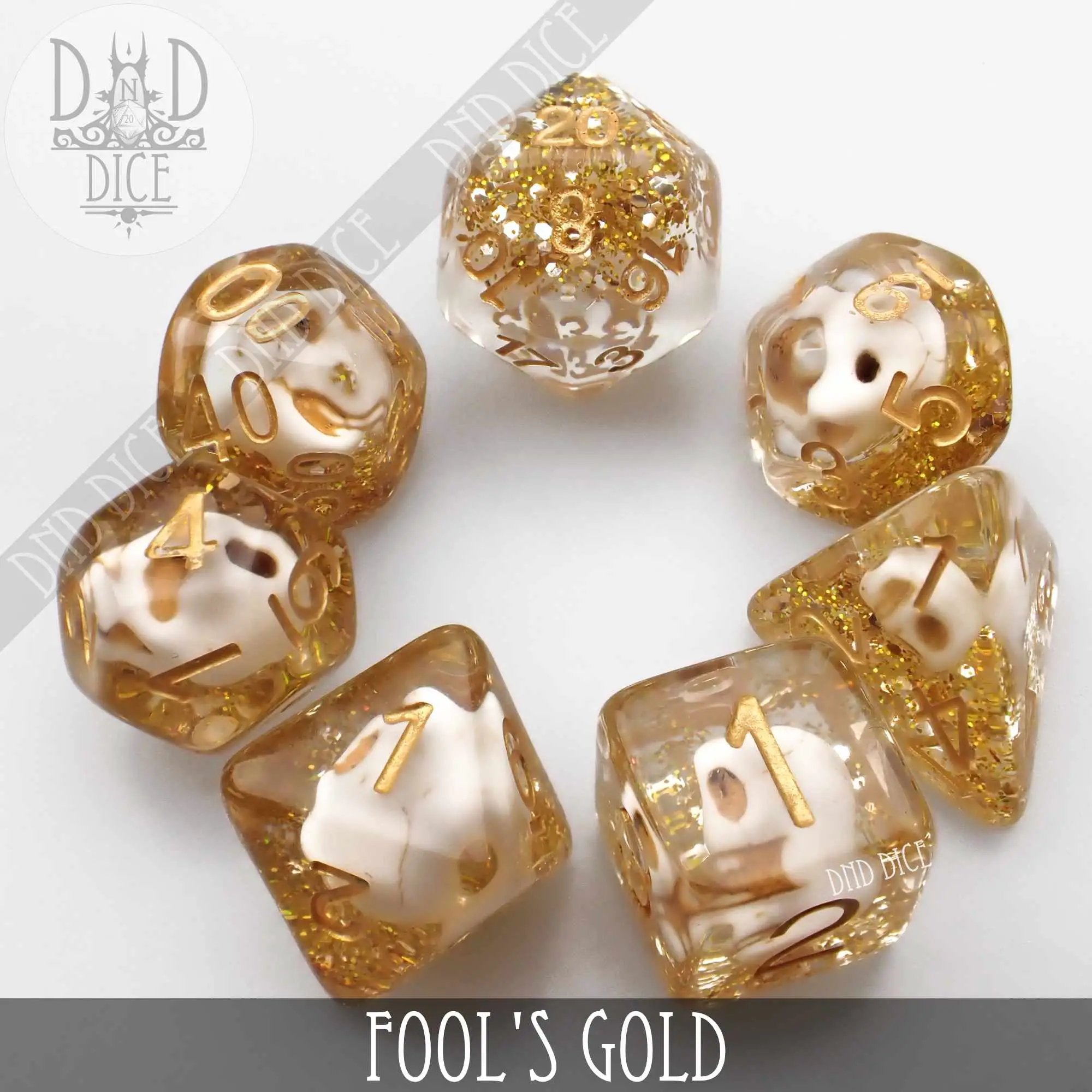 Fool's Gold Dice Set by DNDDICE.COM