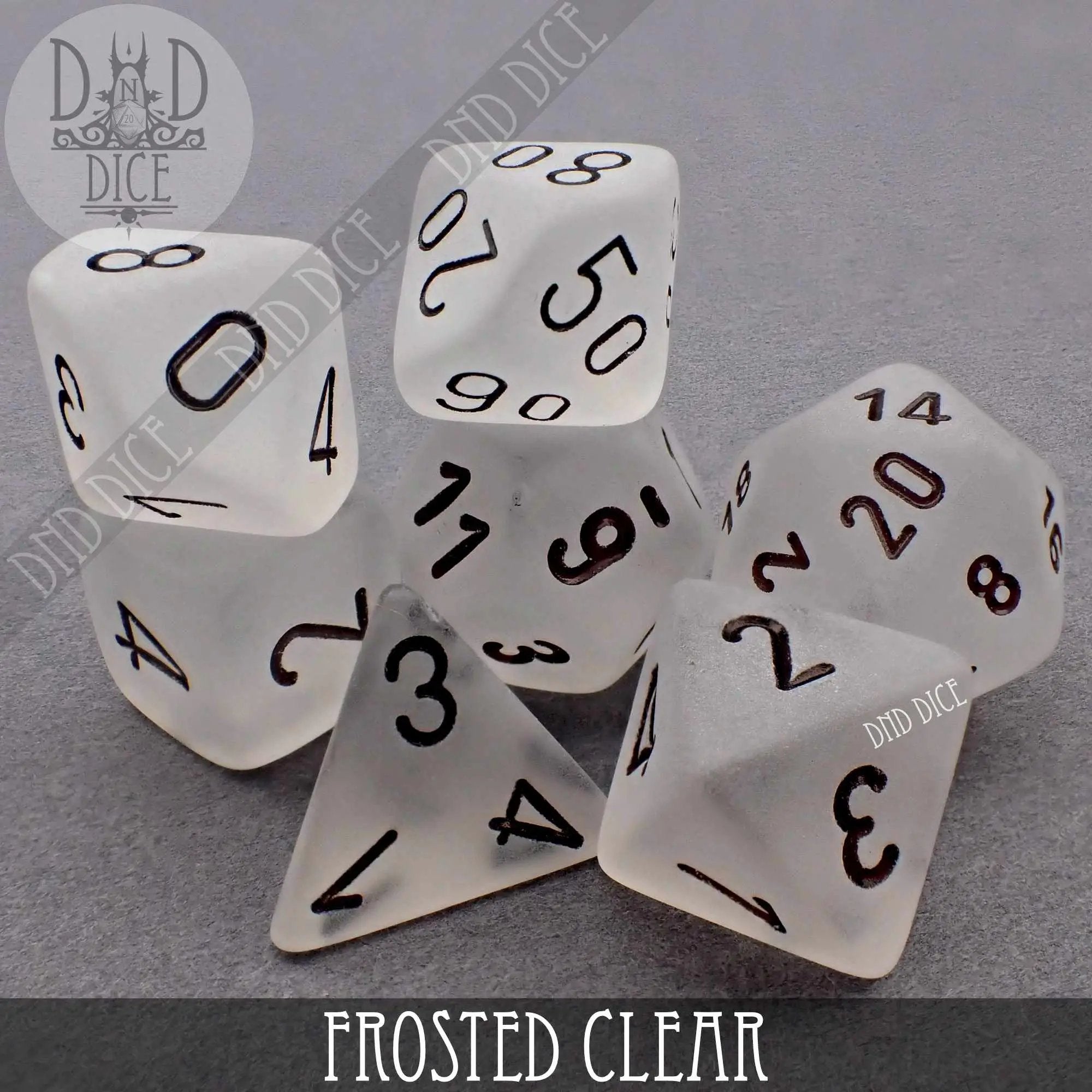 Frosted Clear Dice Set by DNDDICE.COM
