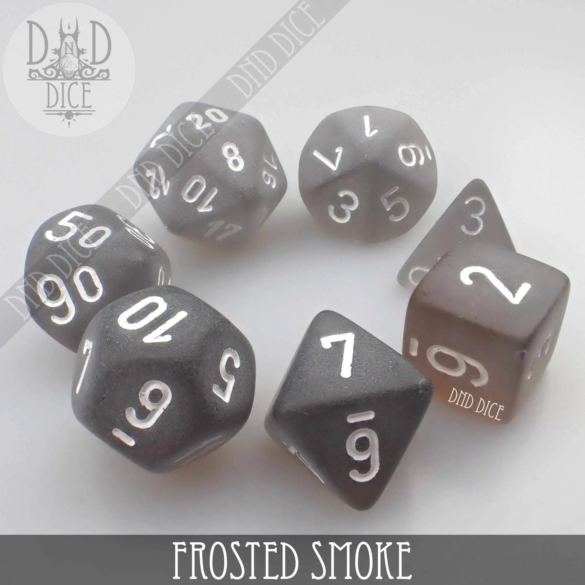 Frosted Smoke Dice Set by DNDDICE.COM