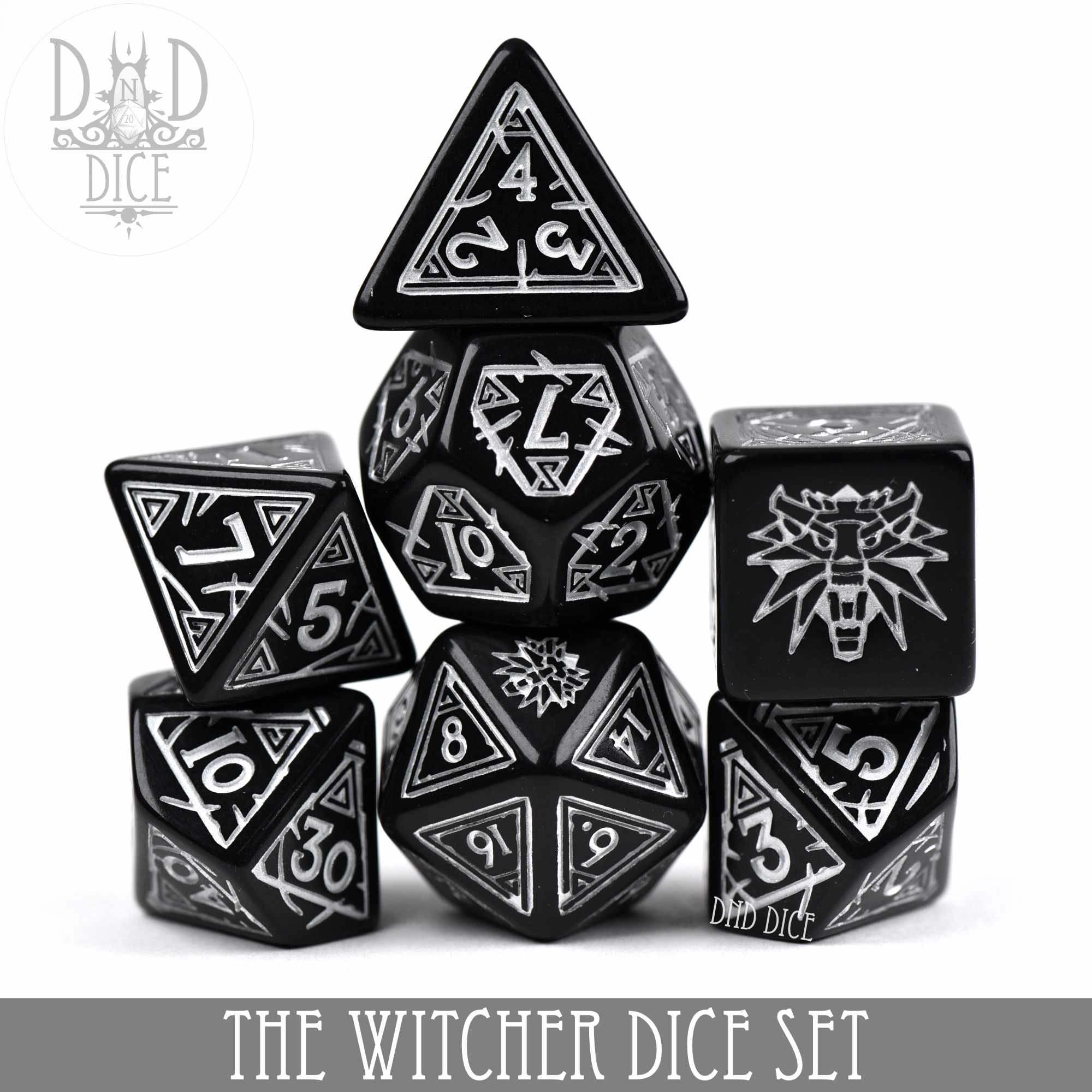 The Witcher Dice Set and Coin - Geralt by DNDDICE.COM