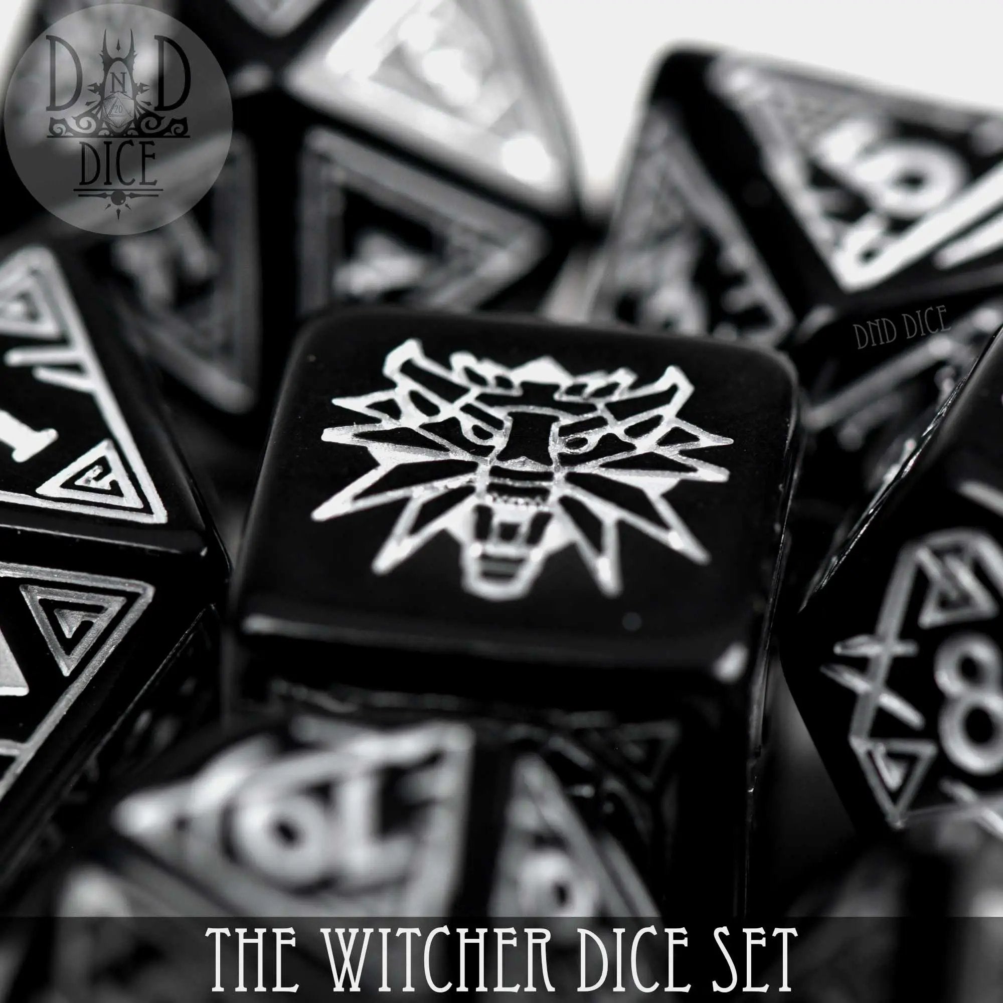 The Witcher Dice Set and Coin - Geralt by DNDDICE.COM