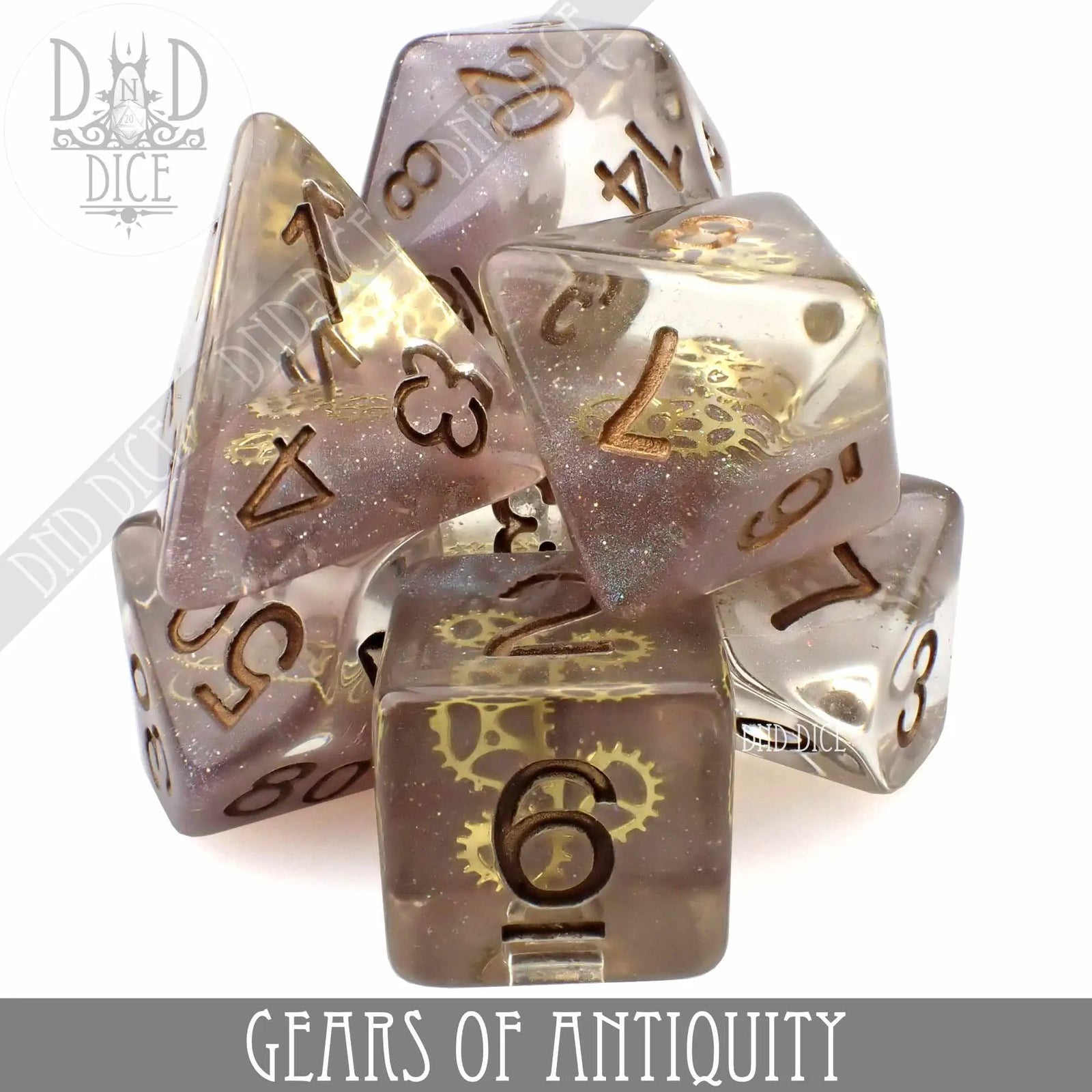 Gears of Antiquity Dice Set by DNDDICE.COM
