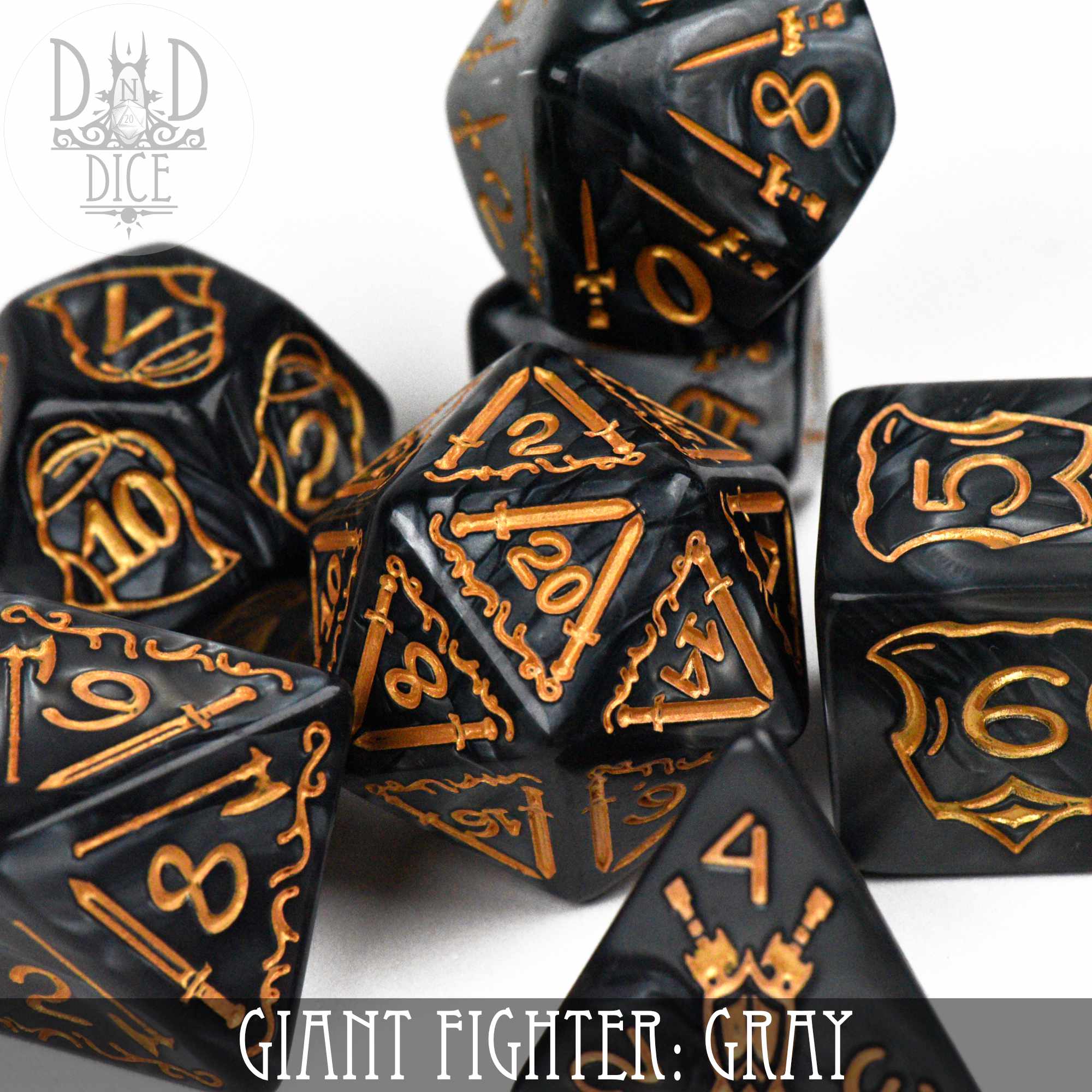 Giant Fighter Gray Dice Set (Oversize) by DNDDICE.COM