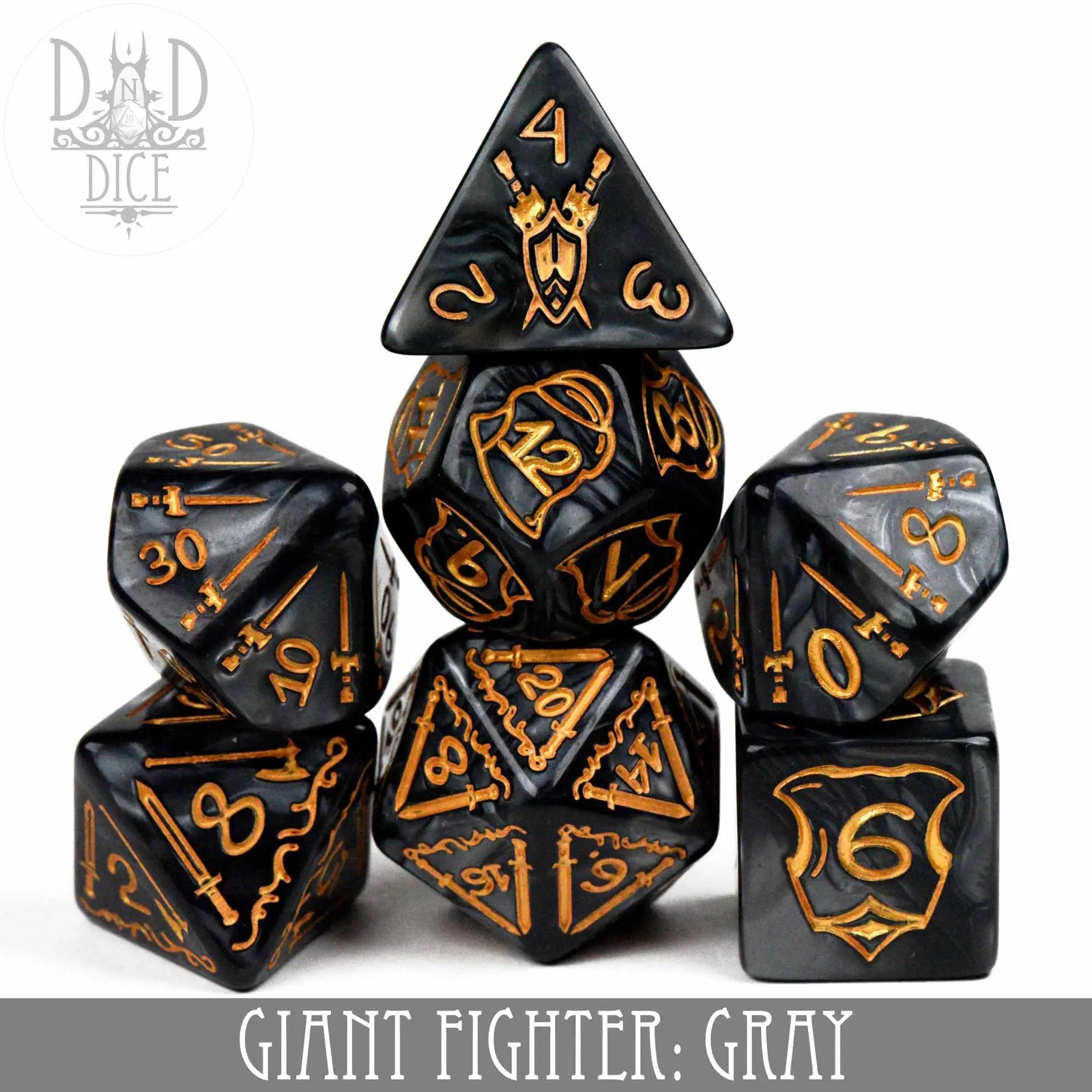 Giant Fighter Gray Dice Set (Oversize) by DNDDICE.COM