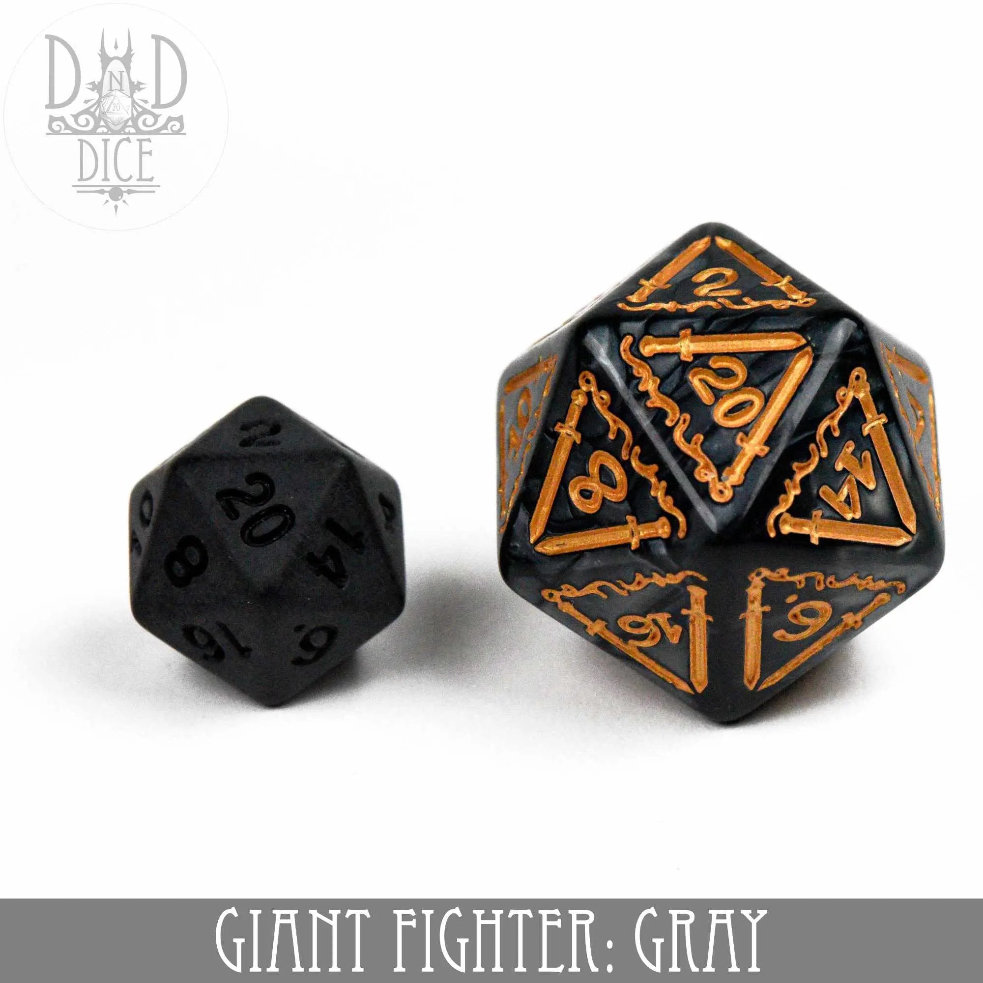 Giant Fighter Gray Dice Set (Oversize) by DNDDICE.COM