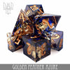 Golden Feather Azure Handmade Dice Set by DNDDICE.COM