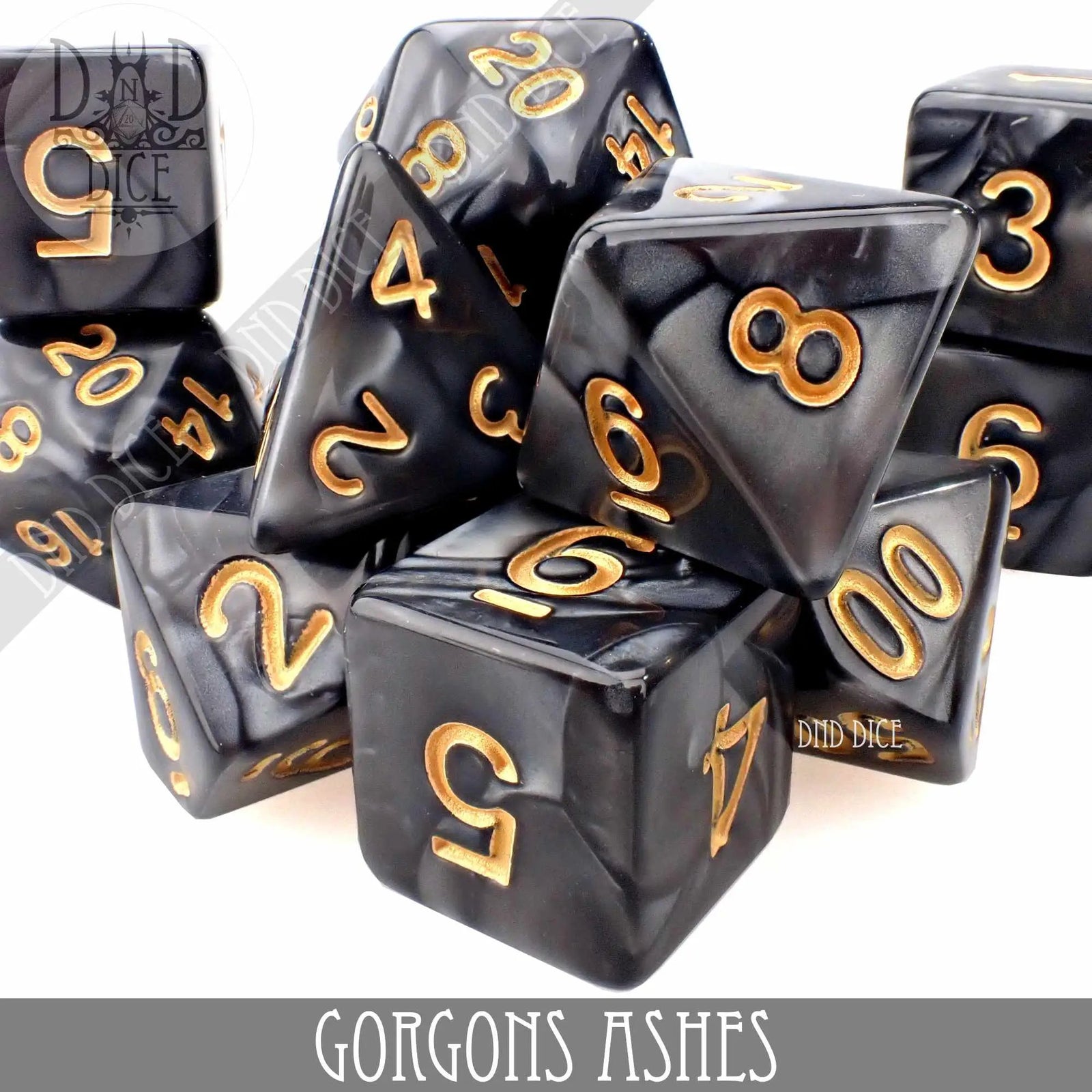 Gorgons Ashes 7 or 11 Dice Set by DNDDICE.COM