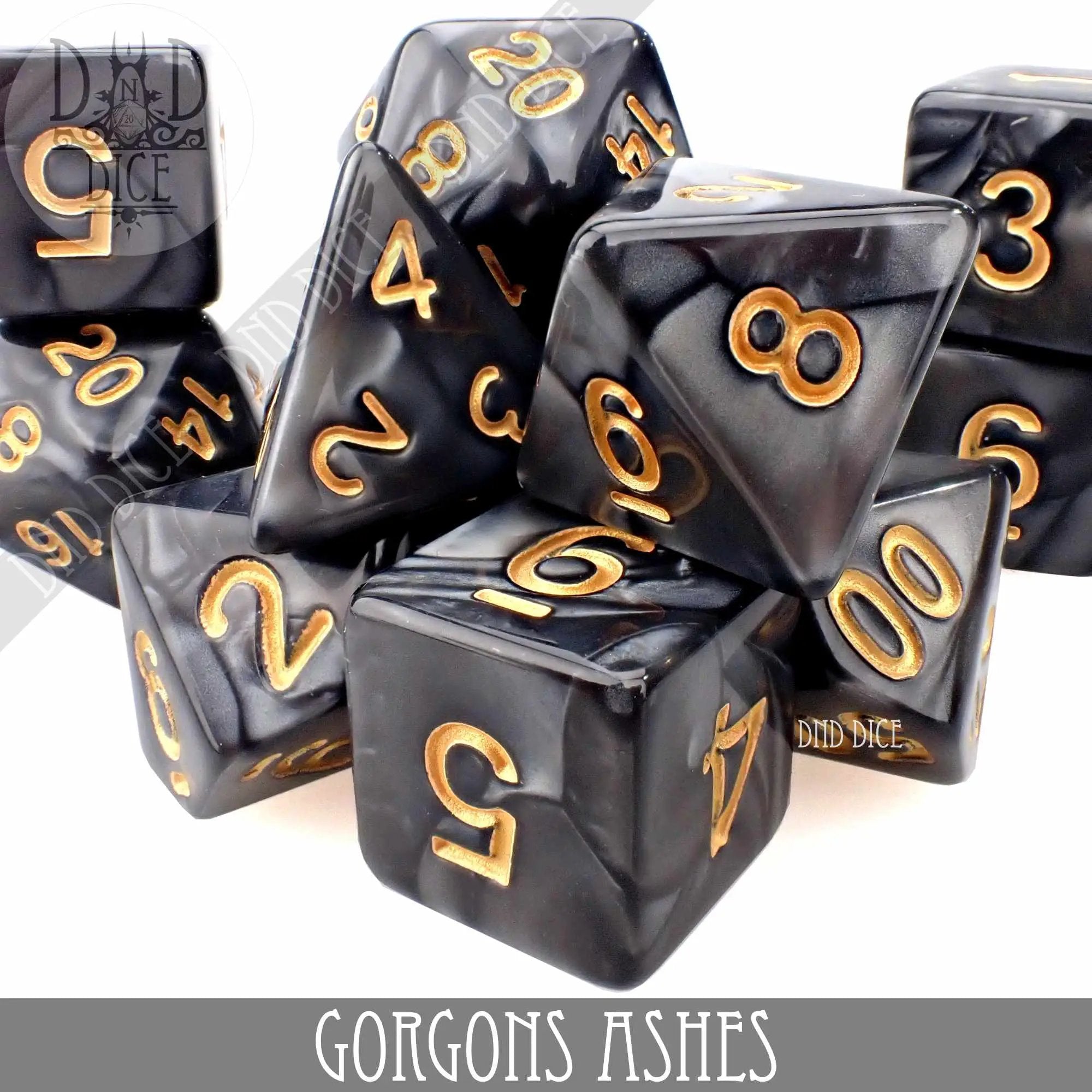 Gorgons Ashes 7 or 11 Dice Set by DNDDICE.COM