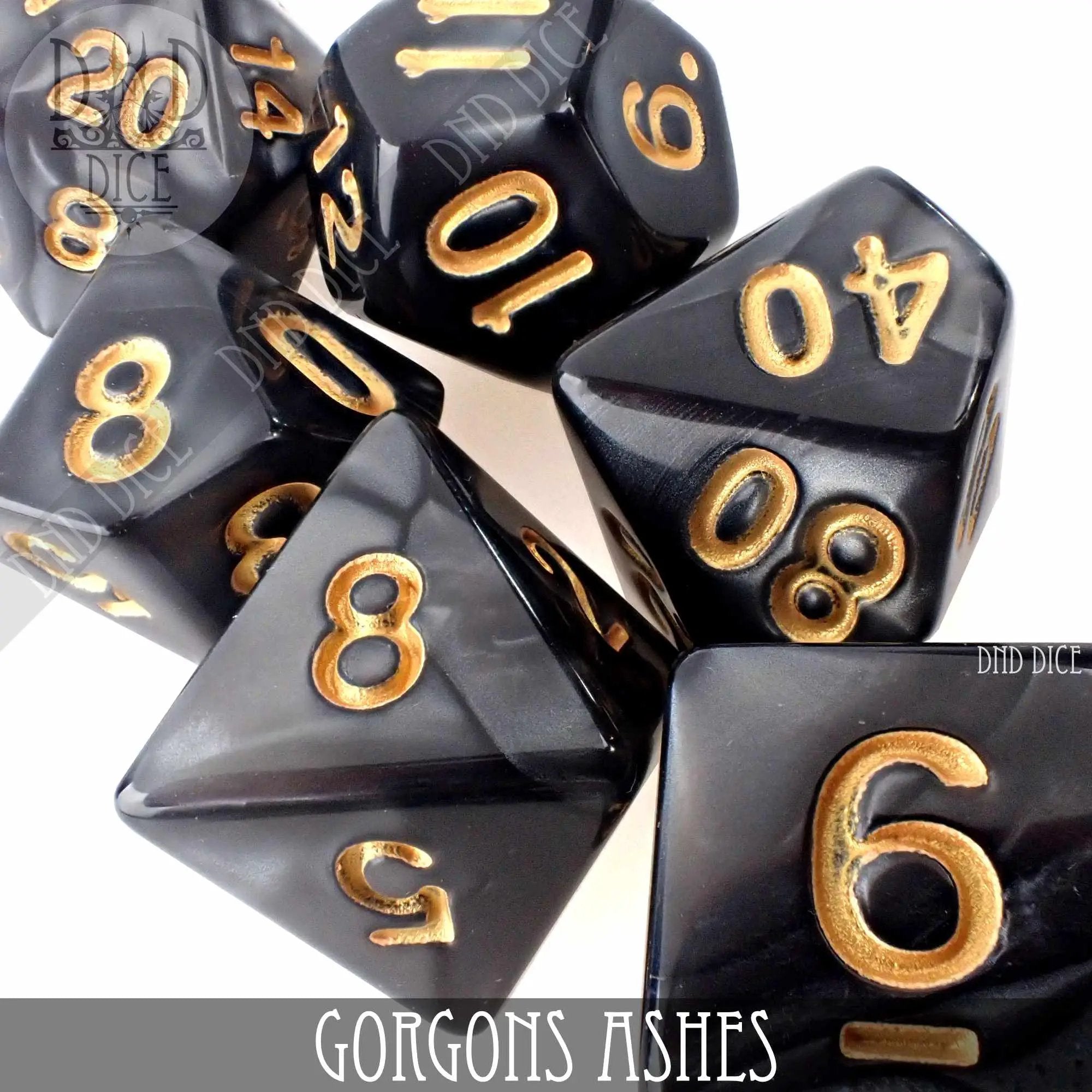 Gorgons Ashes 7 or 11 Dice Set by DNDDICE.COM