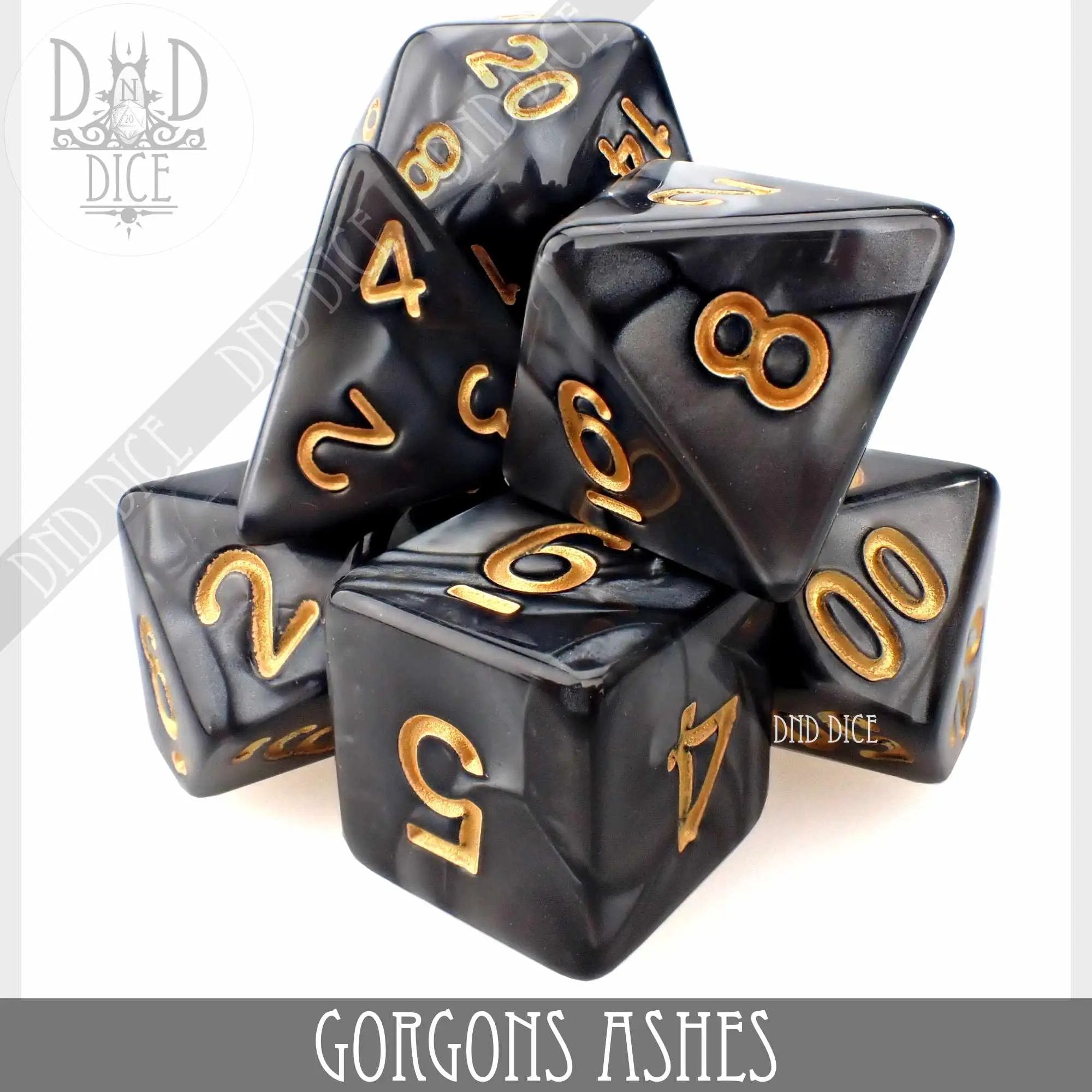 Gorgons Ashes 7 or 11 Dice Set by DNDDICE.COM