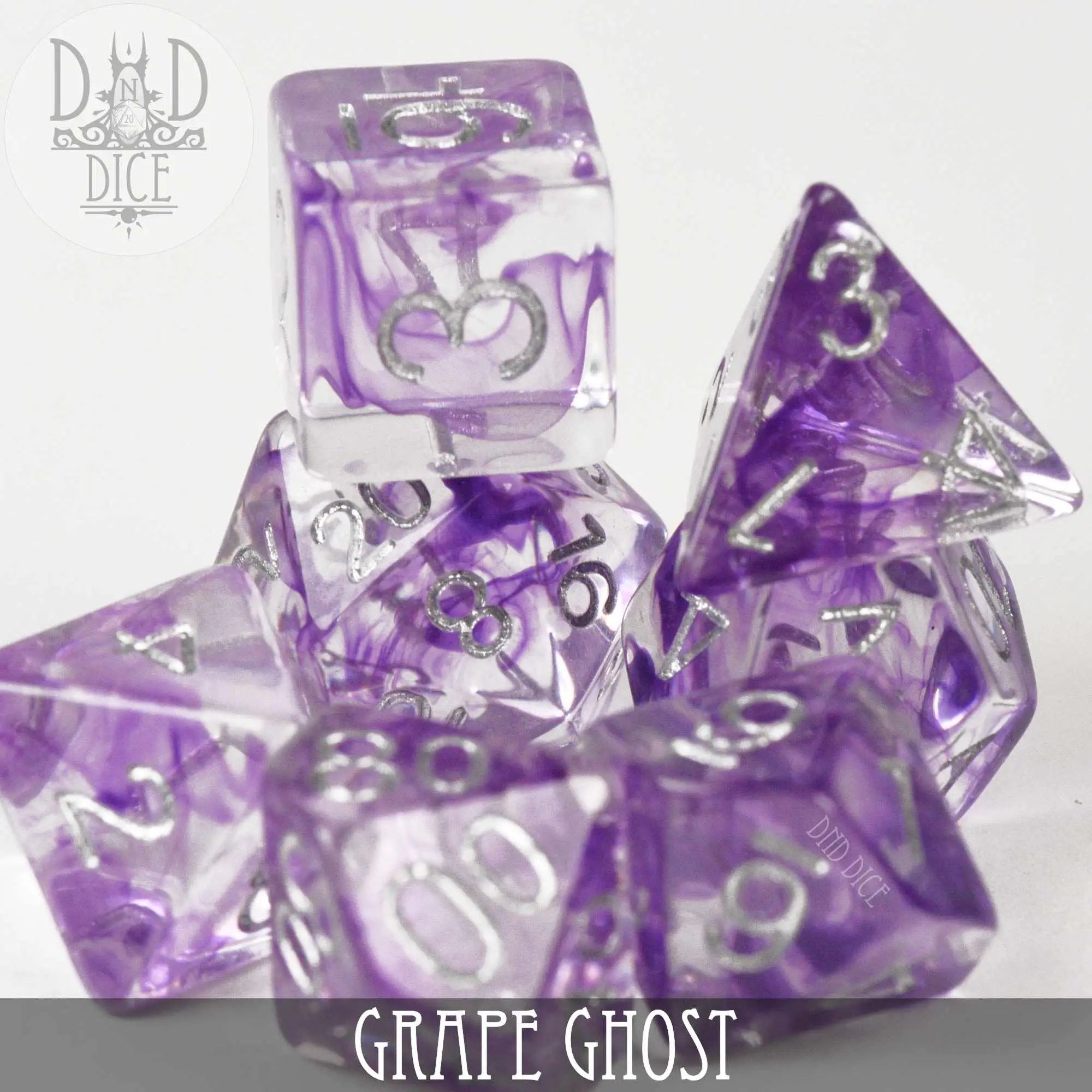 Grape Ghost Dice Set by DNDDICE.COM