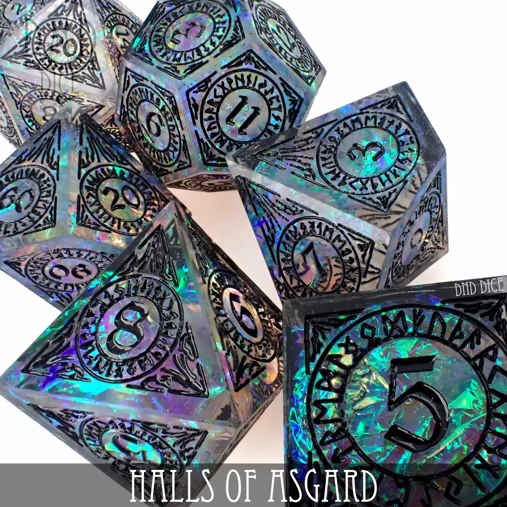 Halls of Asgard Handmade Dice Set by DNDDICE.COM