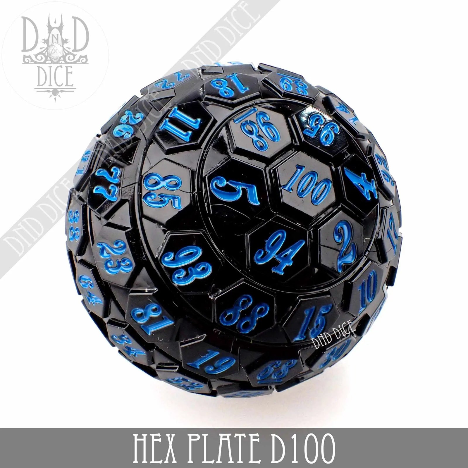 Hex Plate D100 Black With Blue (45mm) by DNDDICE.COM