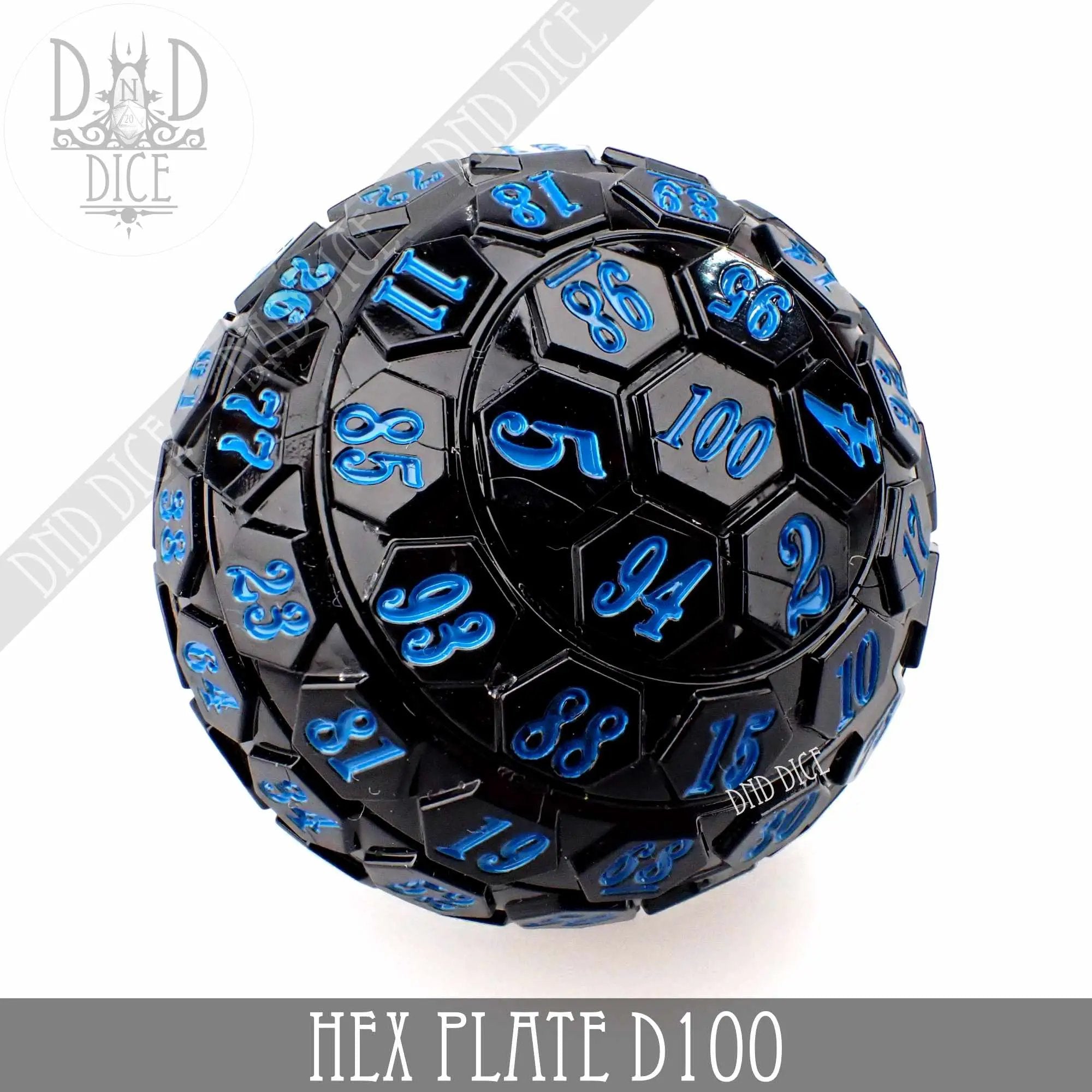 Hex Plate D100 Black With Blue (45mm) by DNDDICE.COM