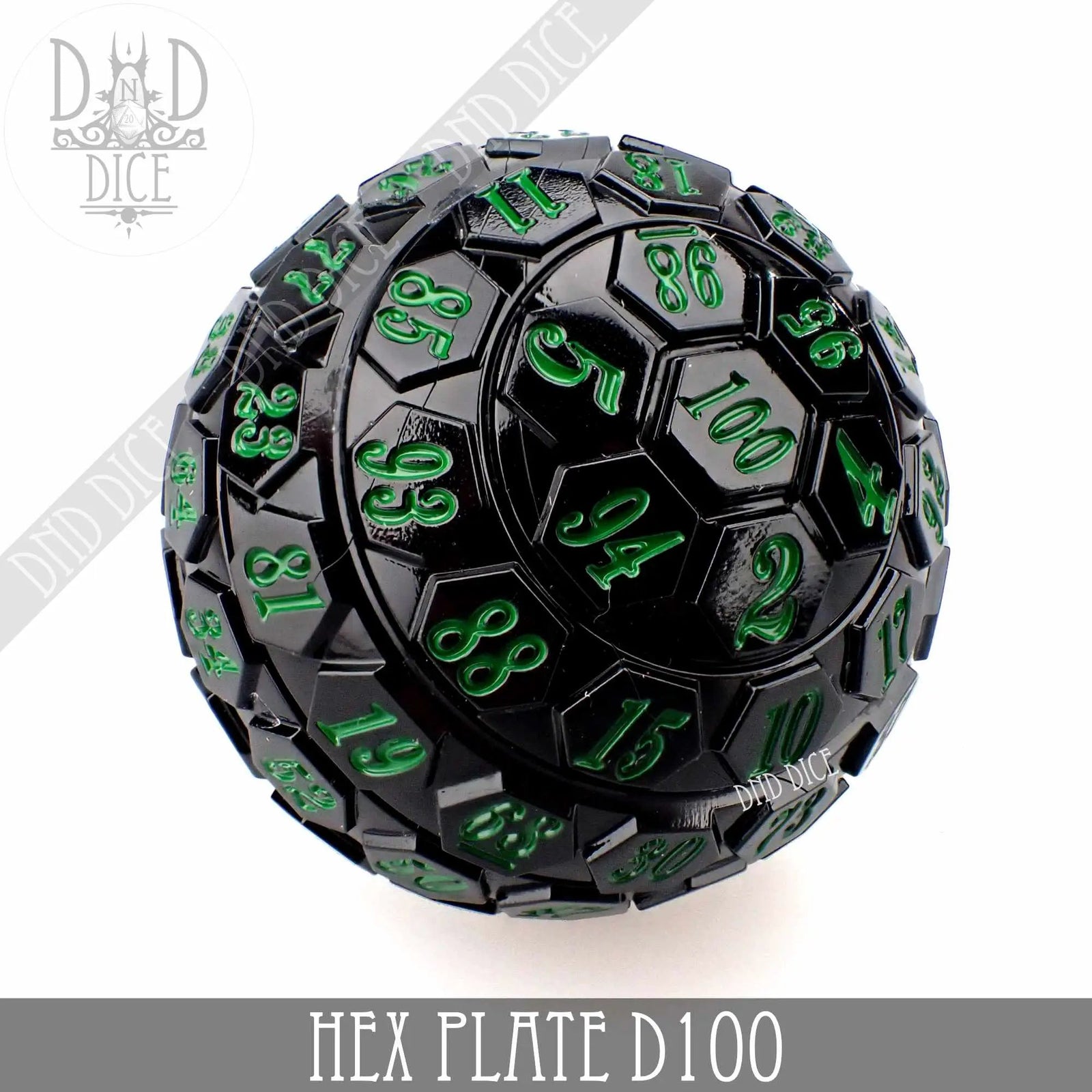 Hex Plate D100 Black With Green (45mm) by DNDDICE.COM
