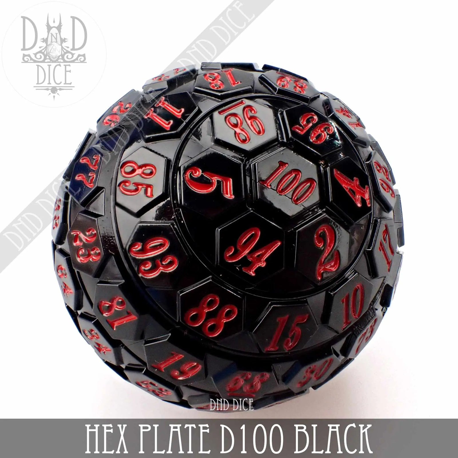 Hex Plate D100 Black with Red (45mm) by DNDDICE.COM