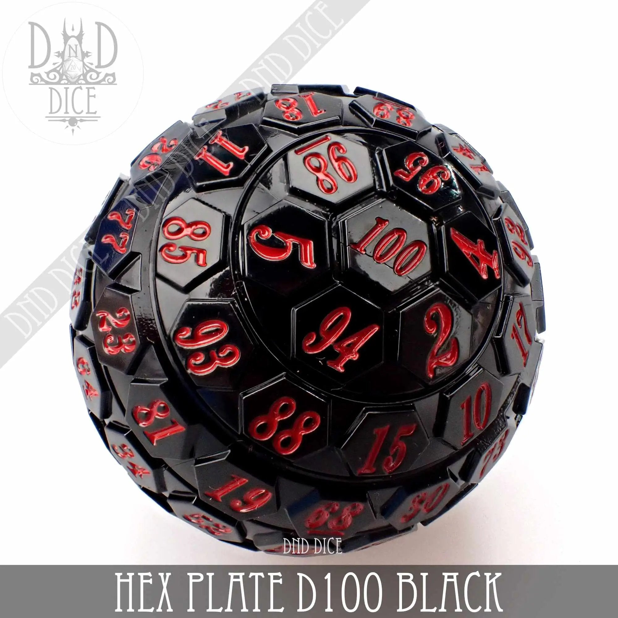 Hex Plate D100 Black with Red (45mm) by DNDDICE.COM