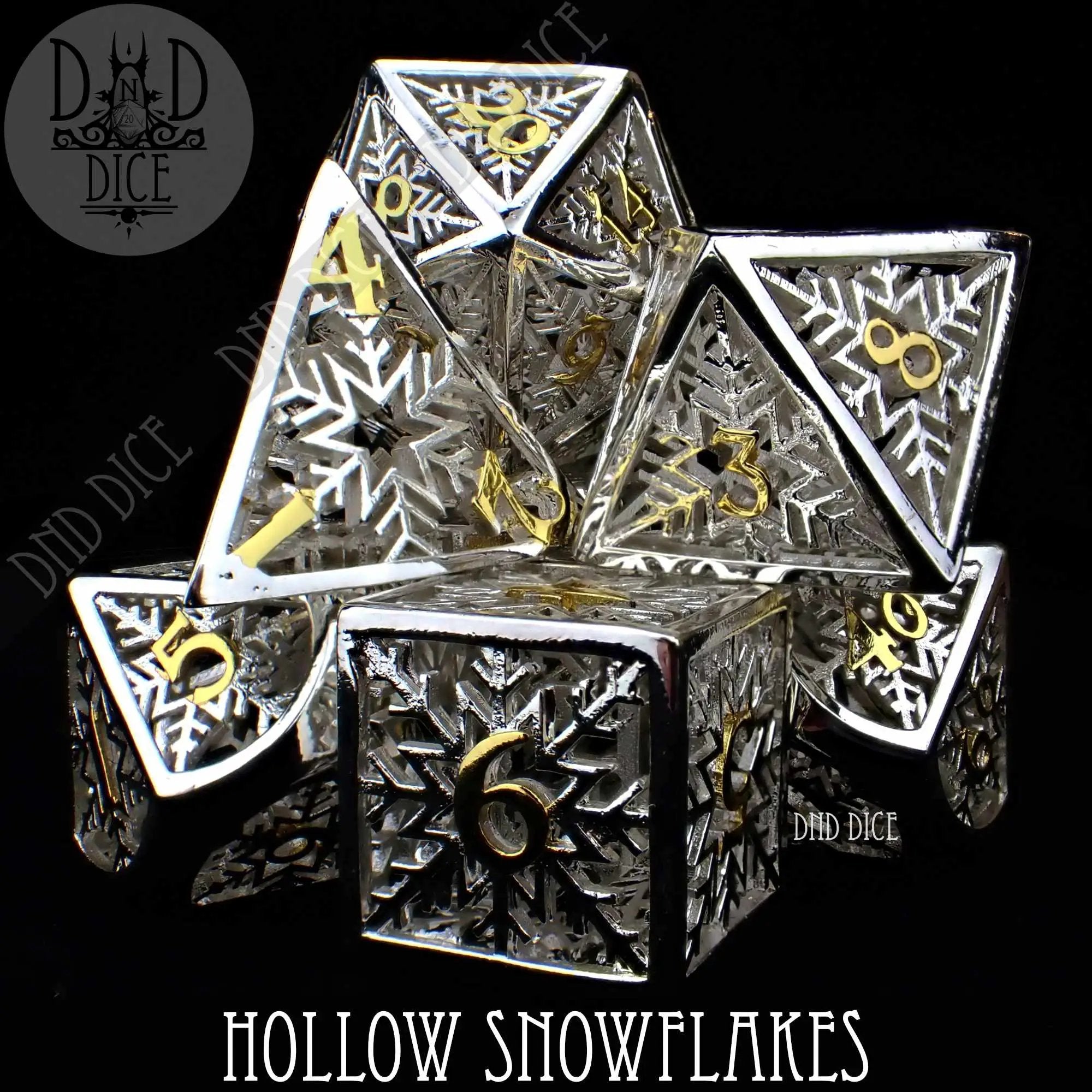 Snowflakes Metal Dice Set (Gift Box) by DNDDICE.COM