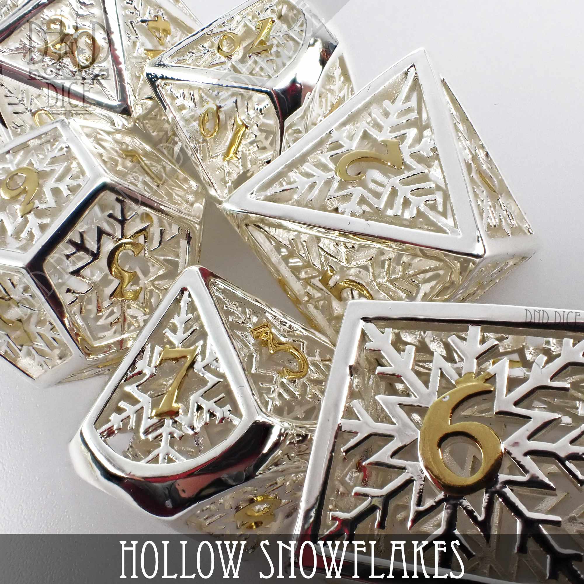 Snowflakes Metal Dice Set (Gift Box) by DNDDICE.COM