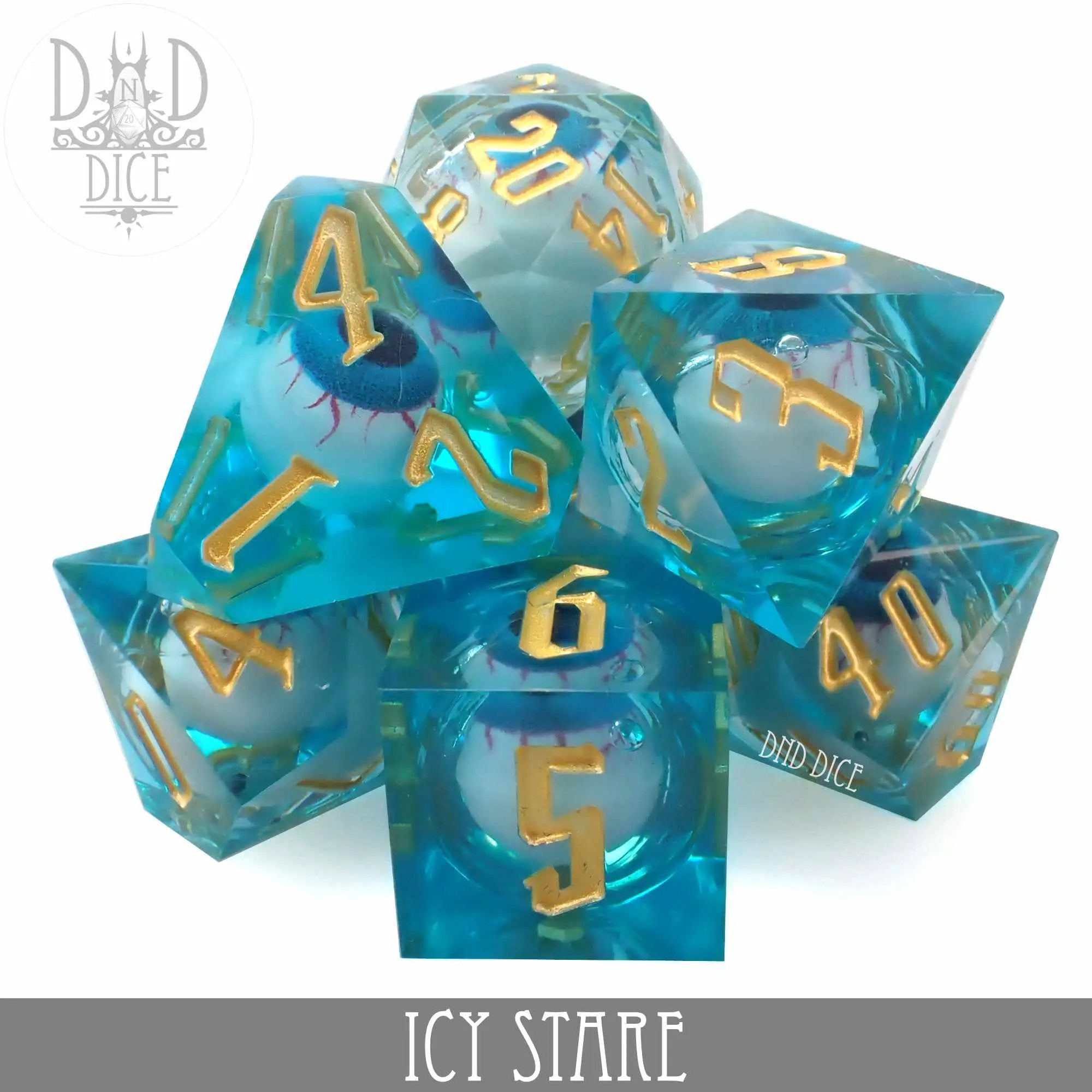 Icy Stare Liquid Core Dice Set by DNDDICE.COM
