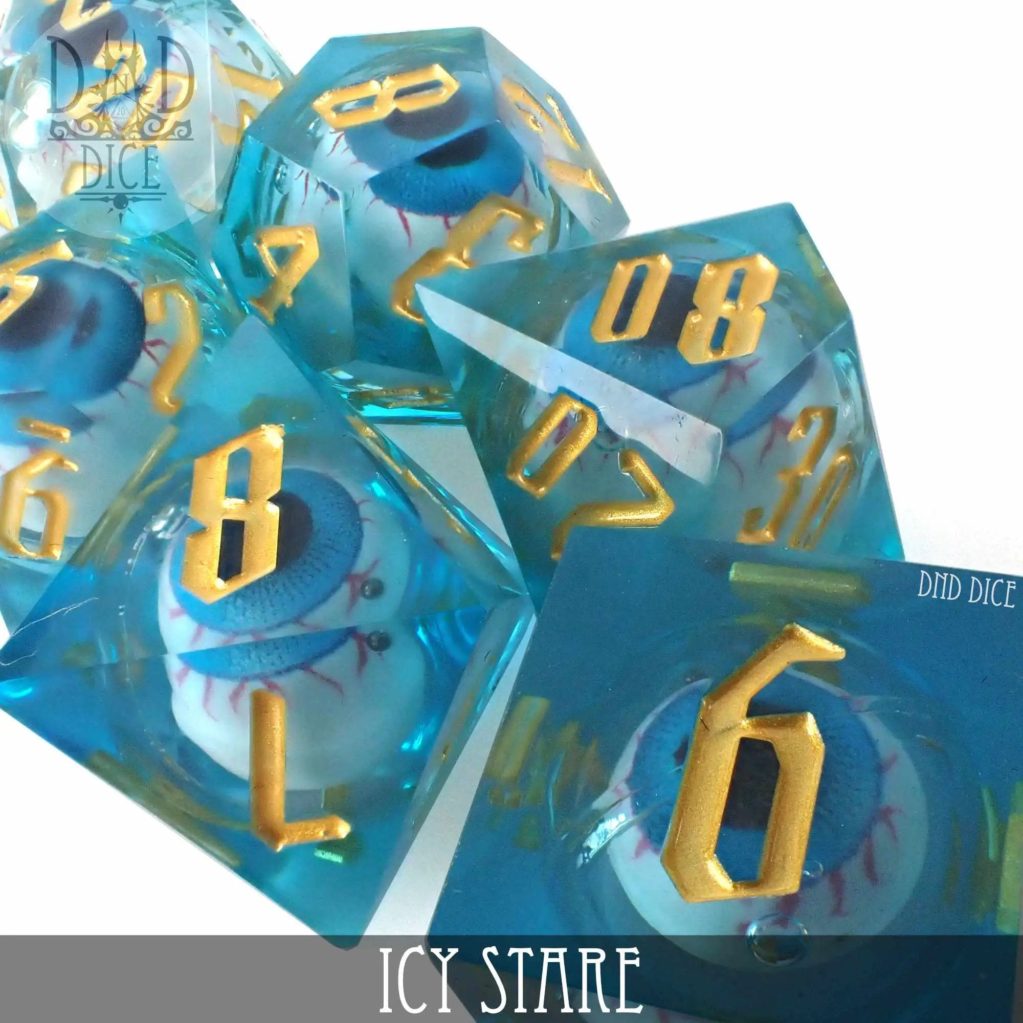 Icy Stare Liquid Core Dice Set by DNDDICE.COM