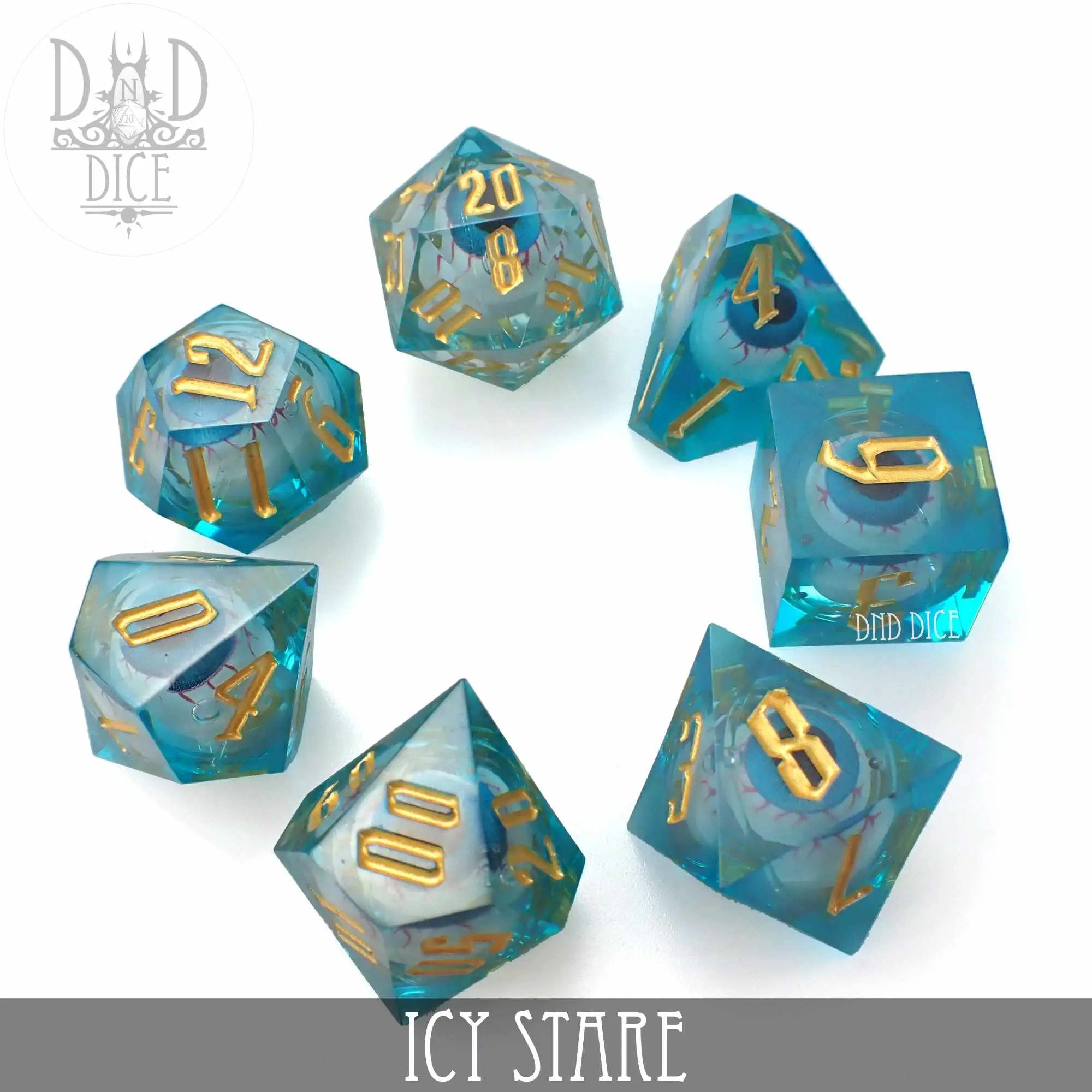 Icy Stare Liquid Core Dice Set by DNDDICE.COM