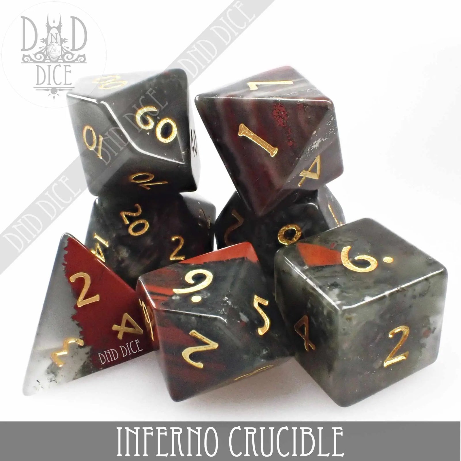 Inferno Crucible Bloodstone Dice Set (Gift Box) by DNDDICE.COM