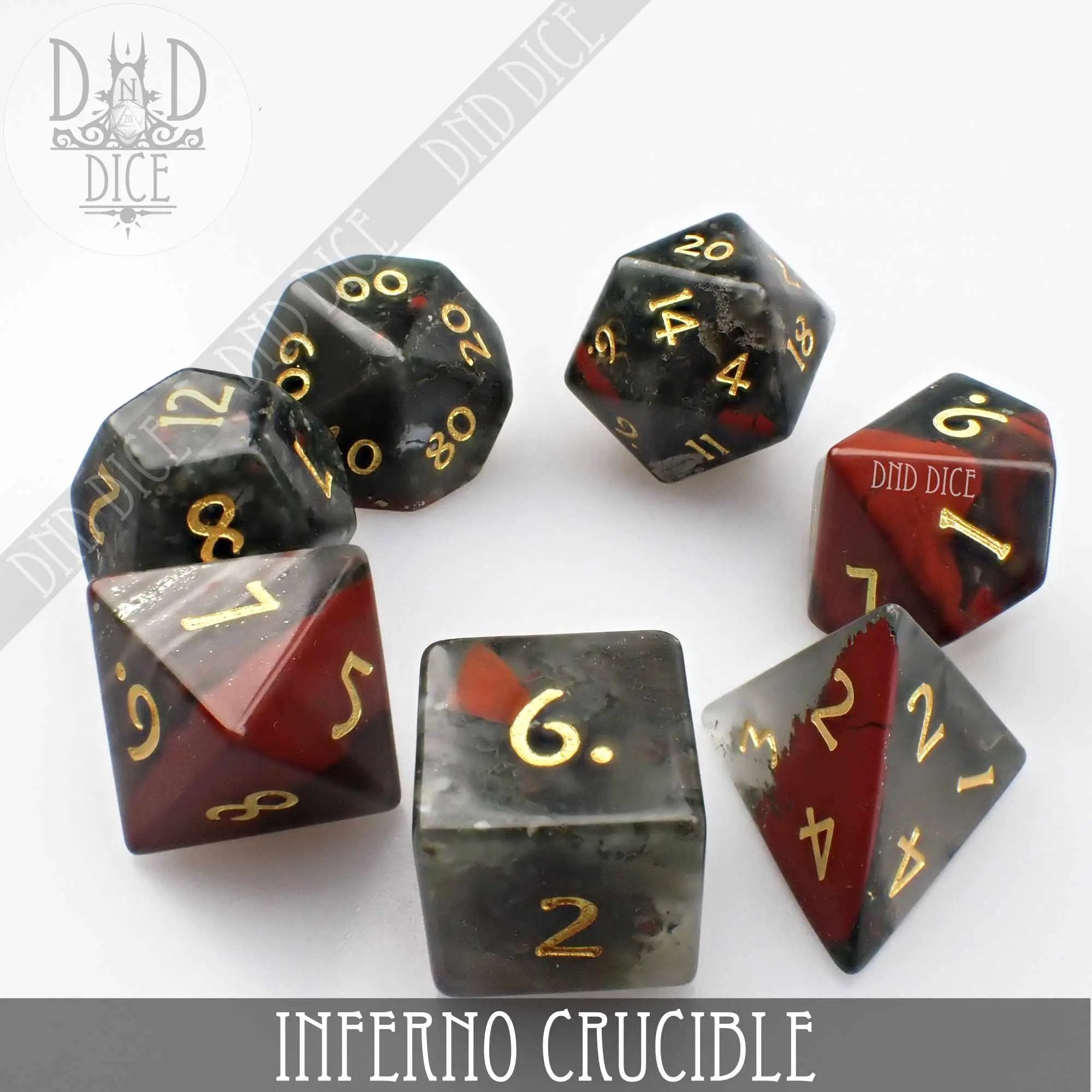 Inferno Crucible Bloodstone Dice Set (Gift Box) by DNDDICE.COM