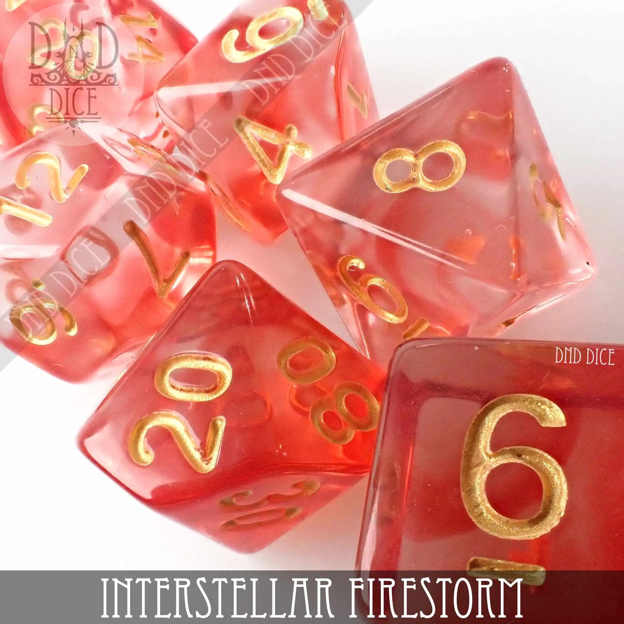 Interstellar Firestorm Dice Set by DNDDICE.COM