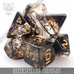 Interstellar Midnight 7 or 11 Dice Set by DNDDICE.COM