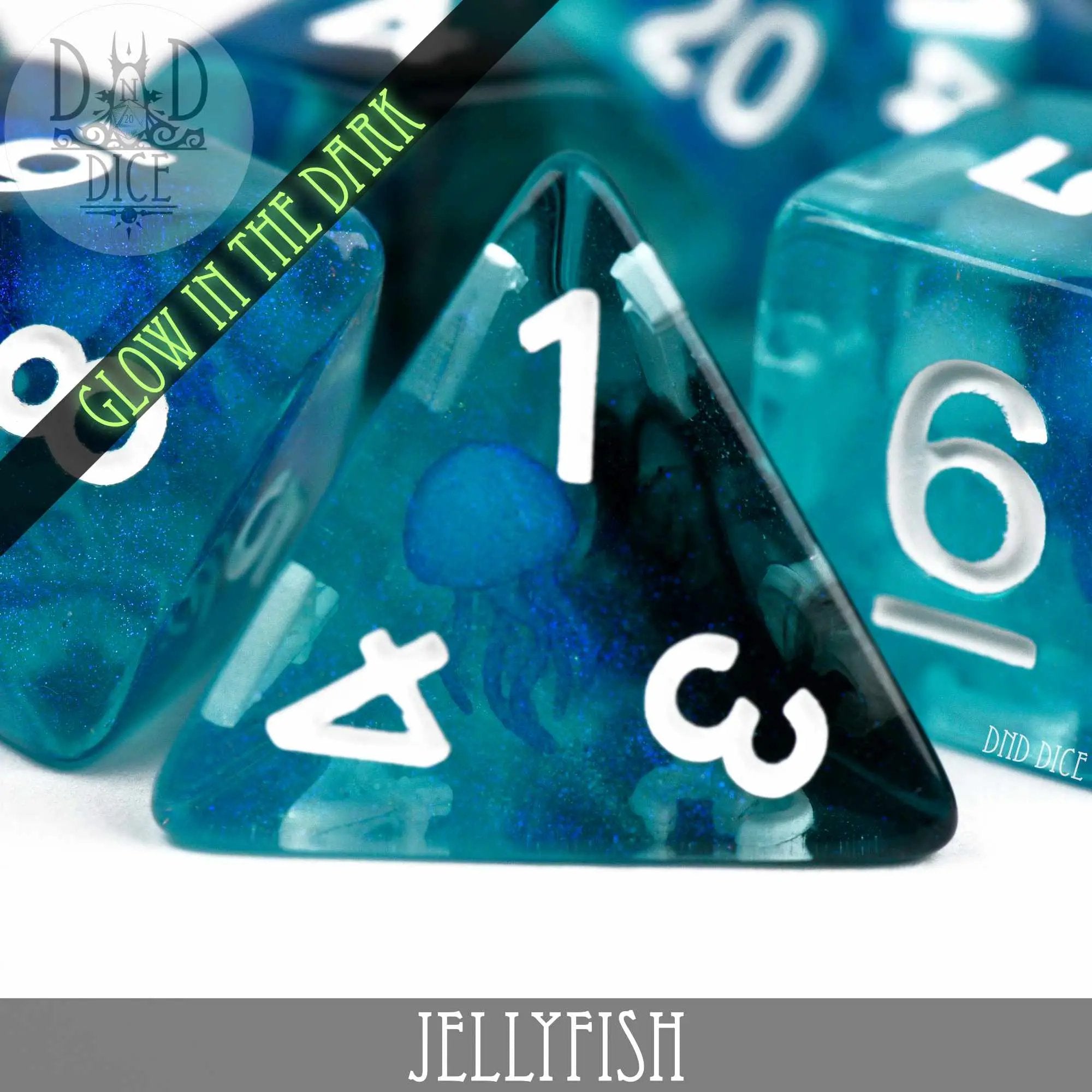 Jellyfish Glow in the Dark Dice Set by DNDDICE.COM