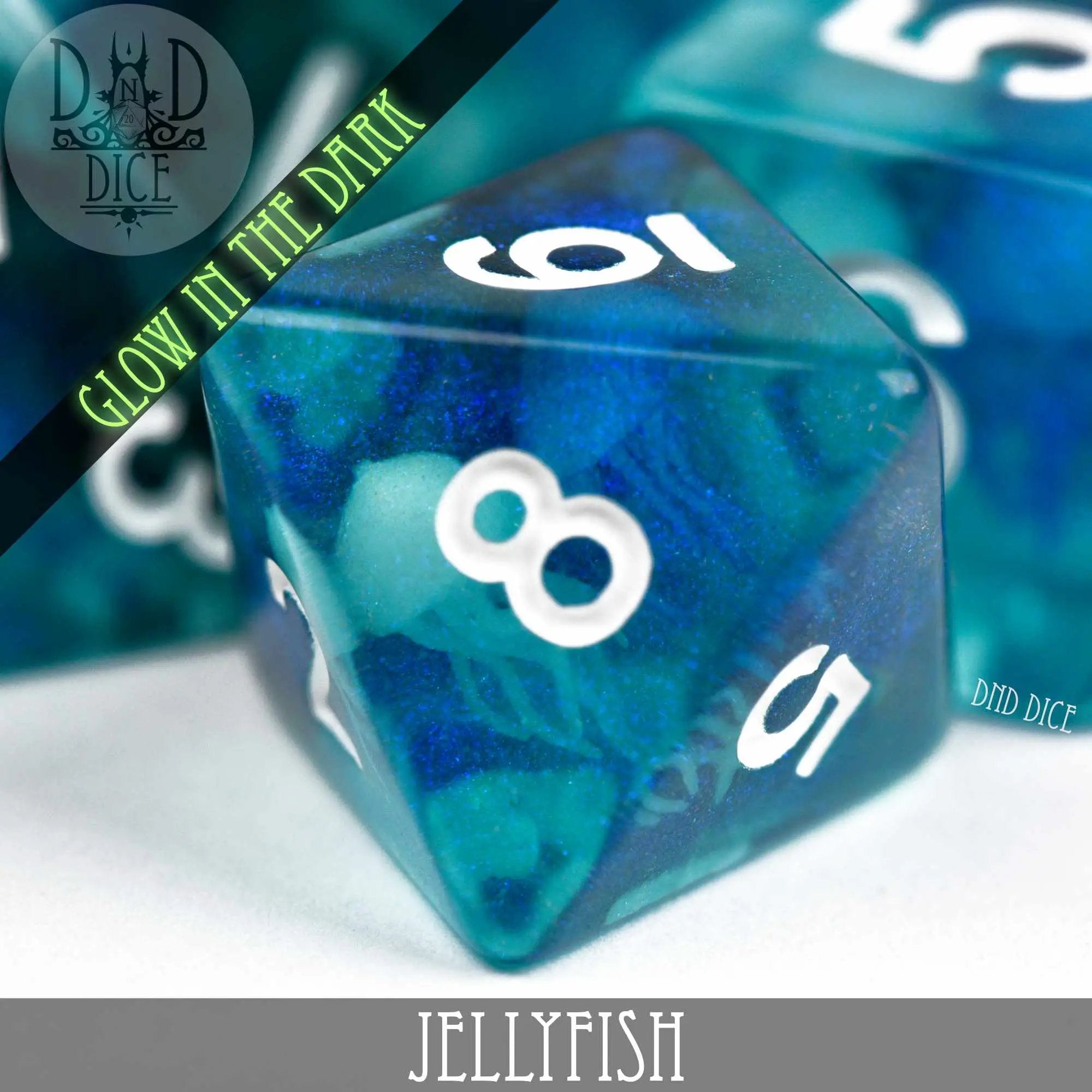 Jellyfish Glow in the Dark Dice Set by DNDDICE.COM