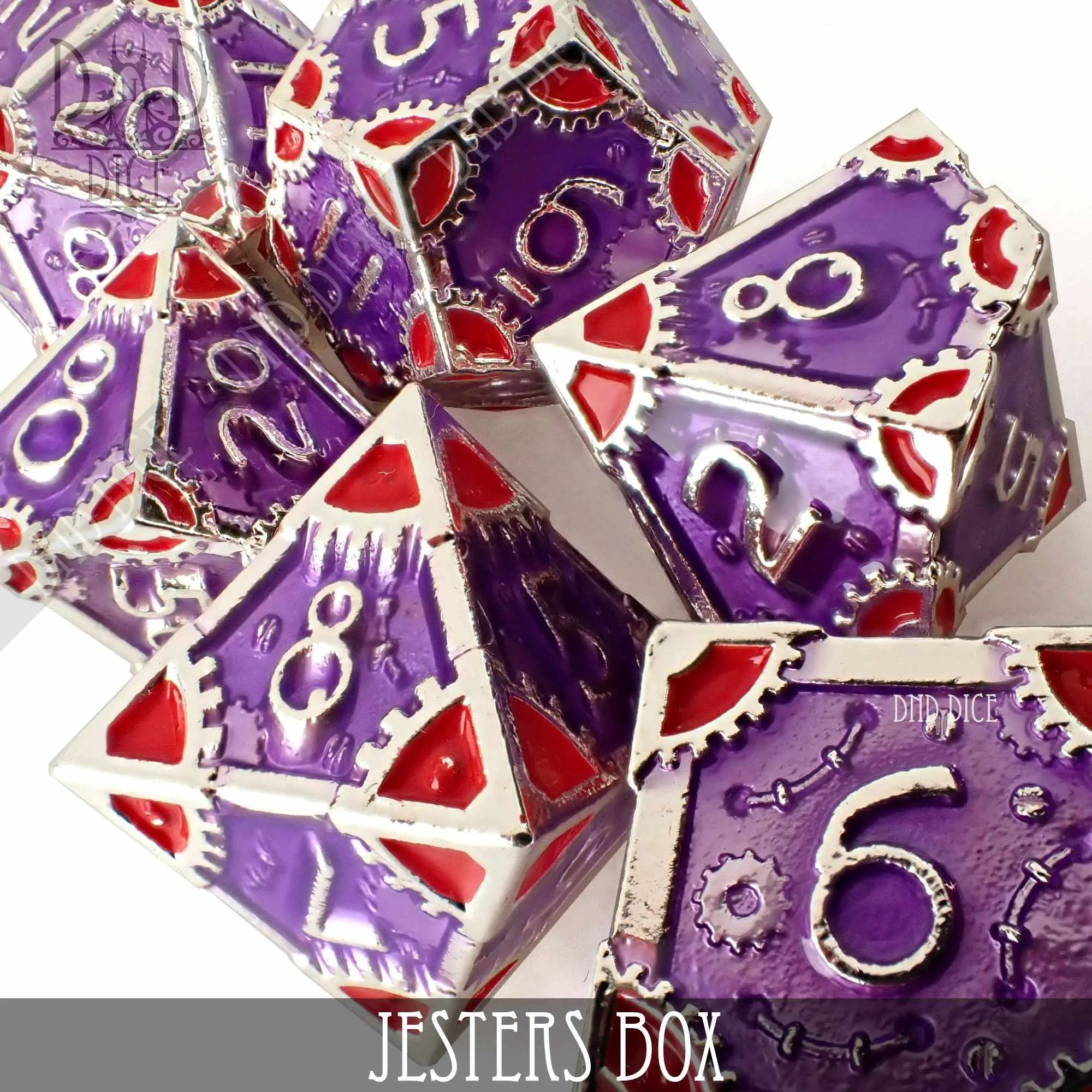 Jesters Box Metal Dice Set by DNDDICE.COM