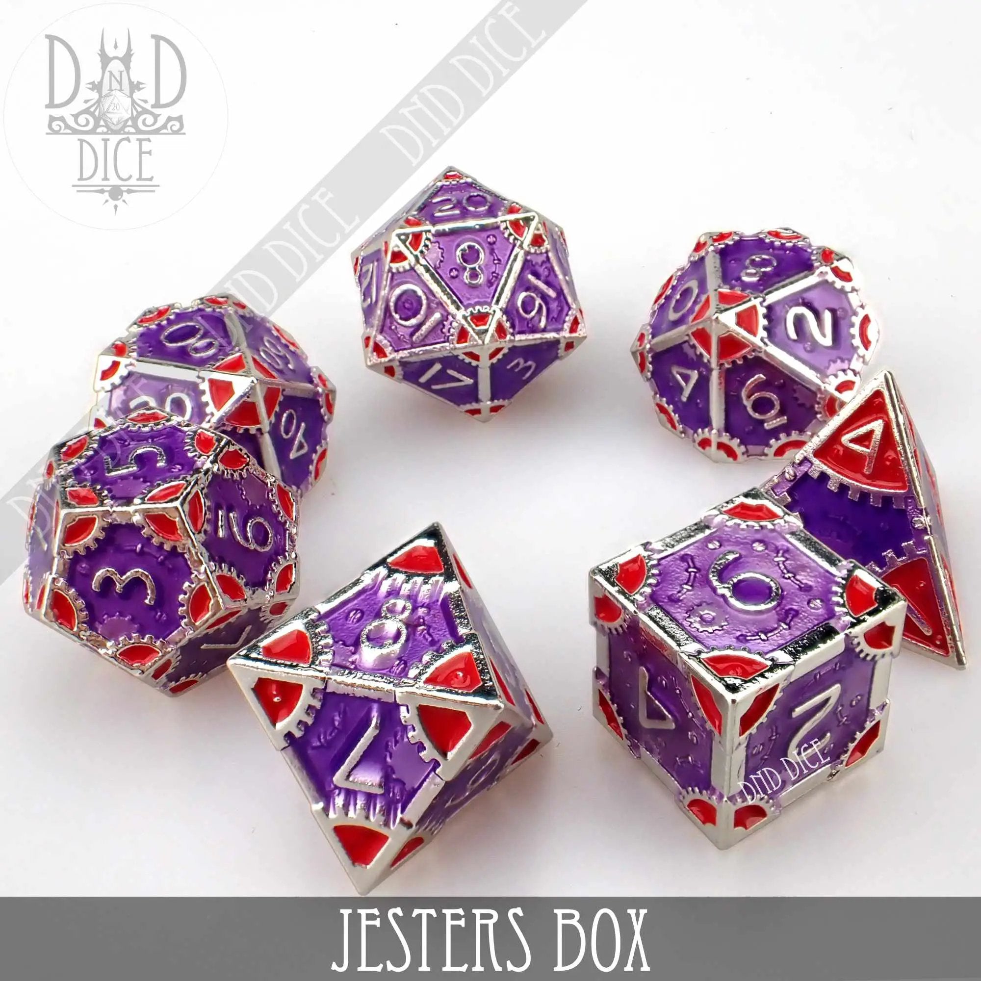 Jesters Box Metal Dice Set by DNDDICE.COM