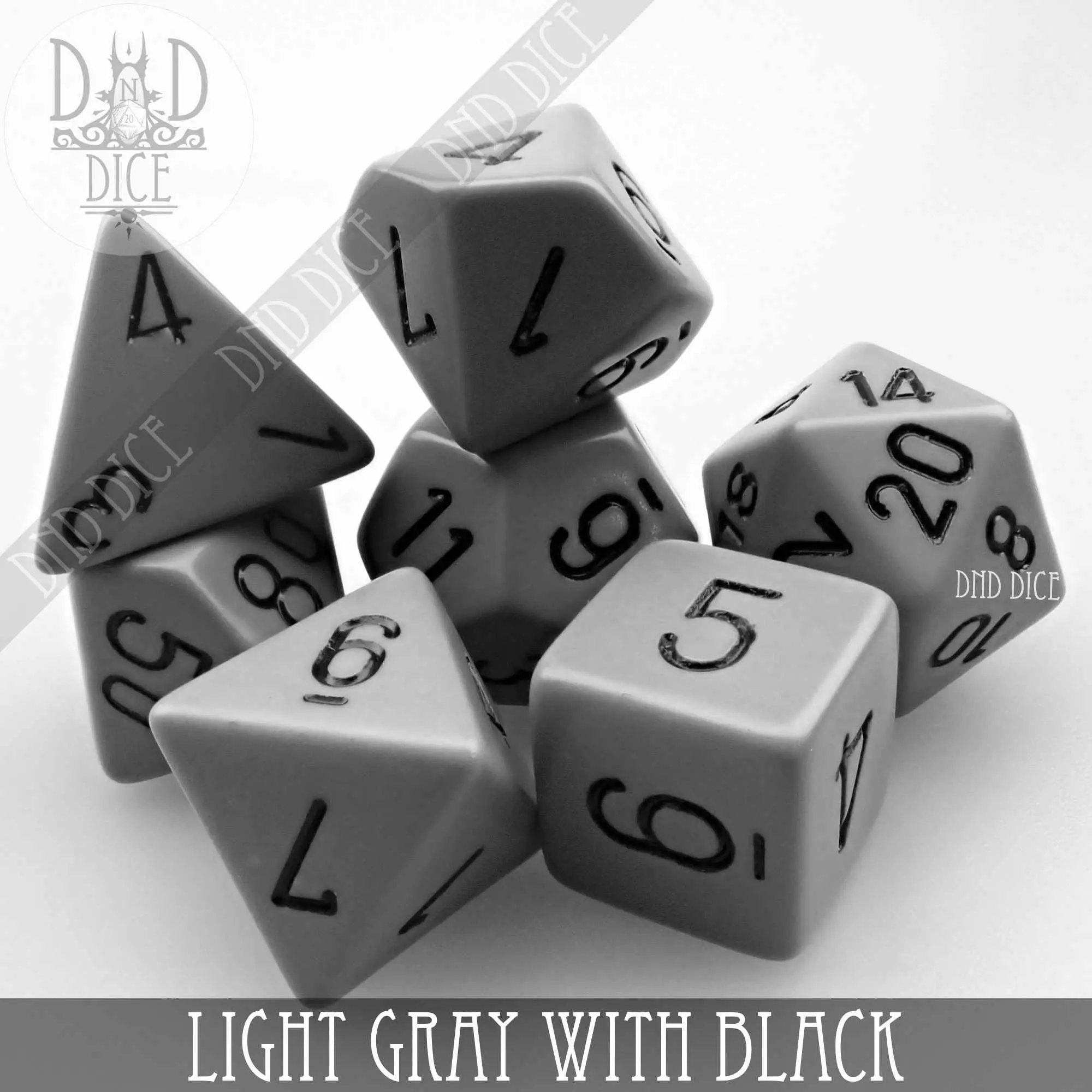 Light Gray with Black Dice Set by DNDDICE.COM