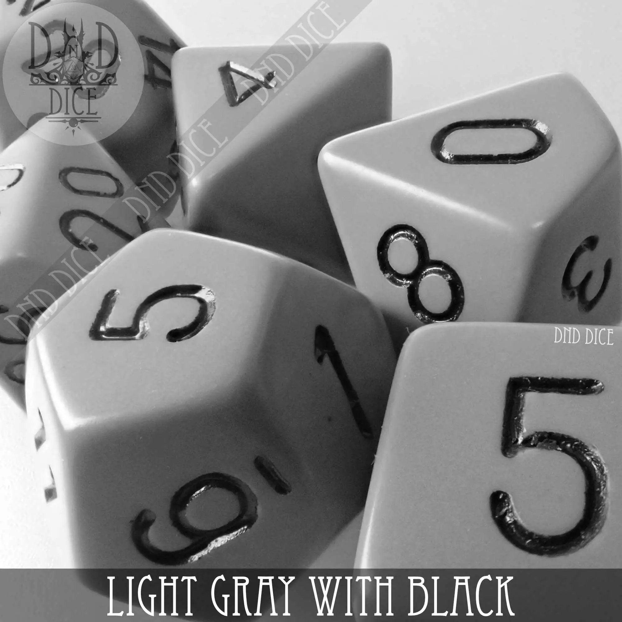Light Gray with Black Dice Set by DNDDICE.COM
