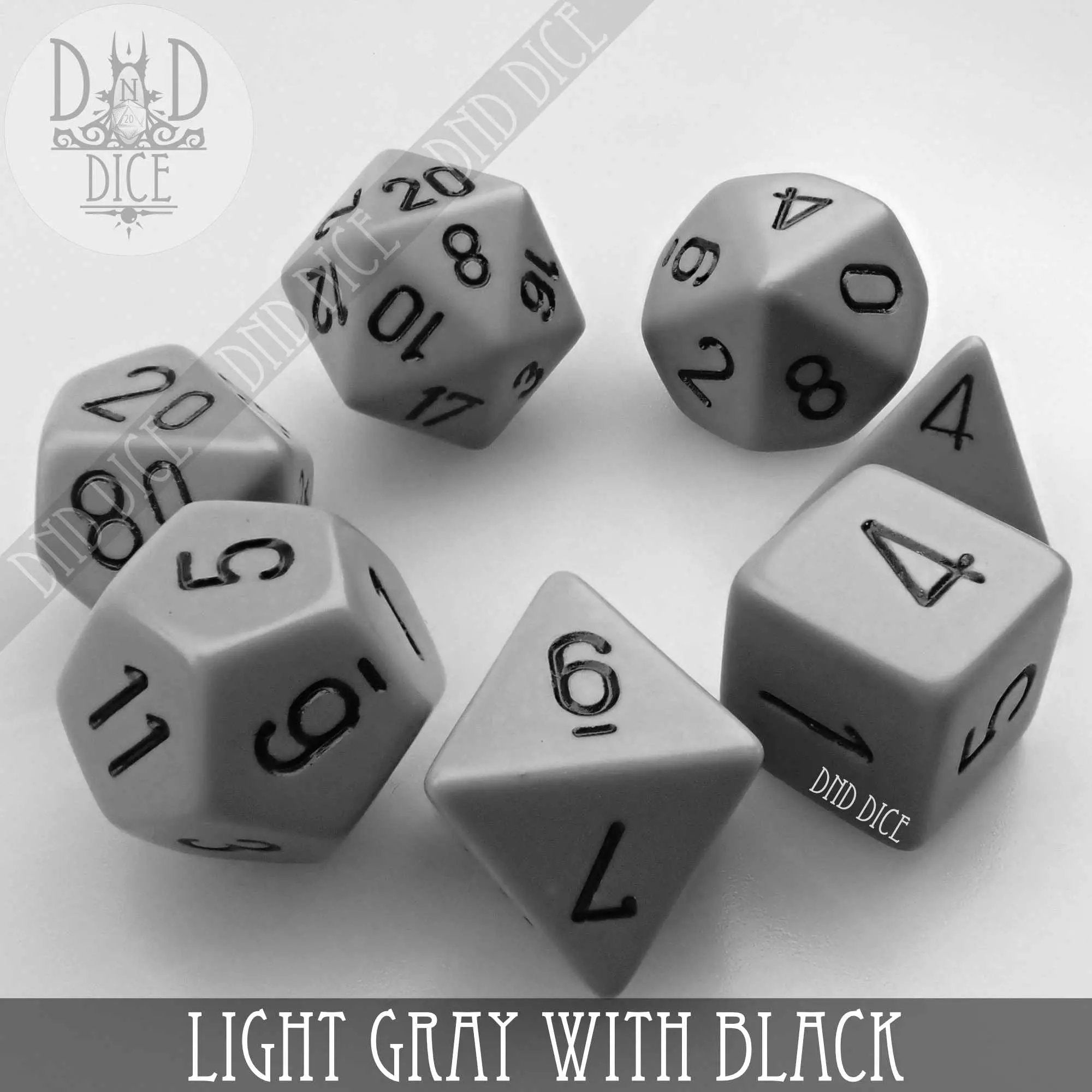 Light Gray with Black Dice Set by DNDDICE.COM