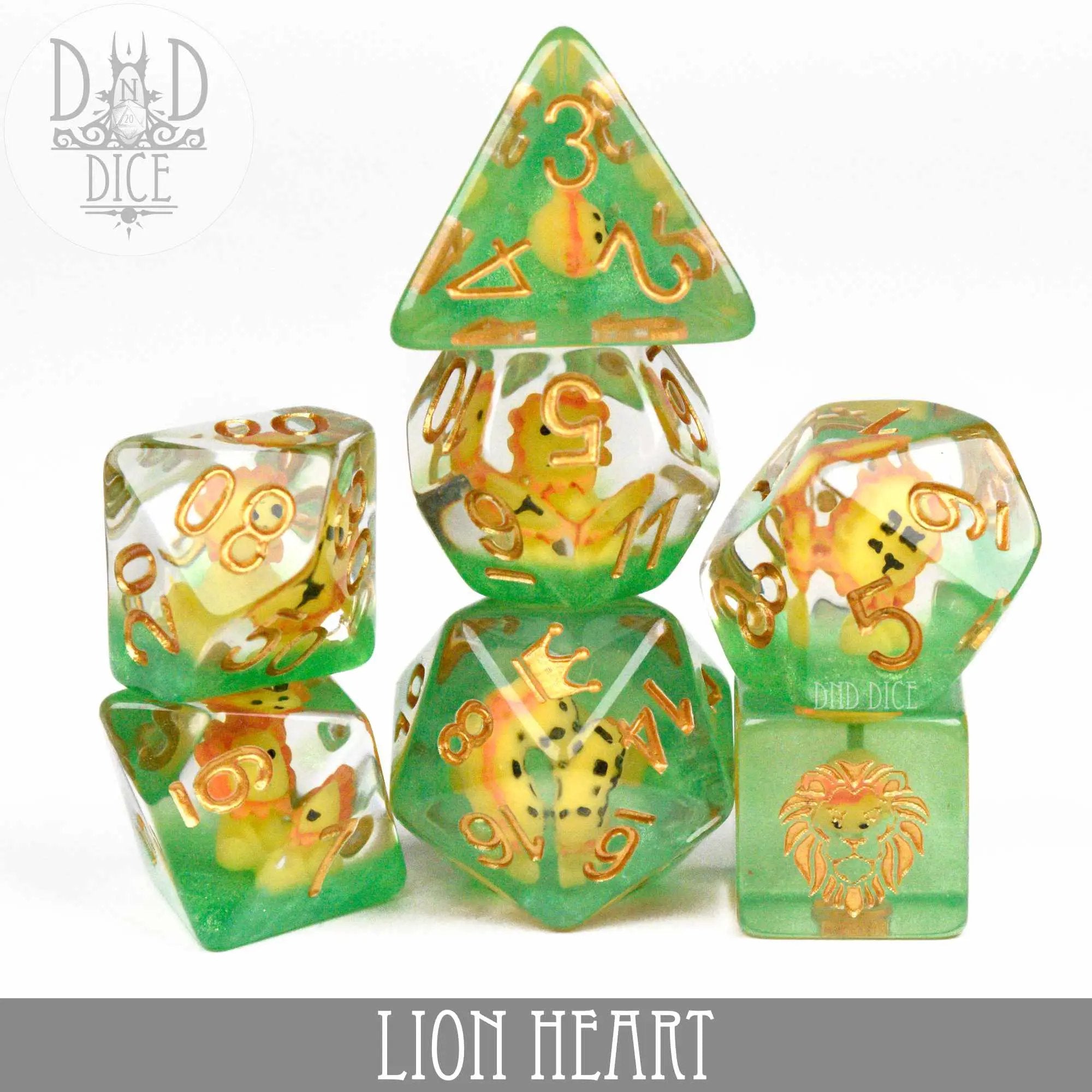 Lion Heart Dice Set by DNDDICE.COM