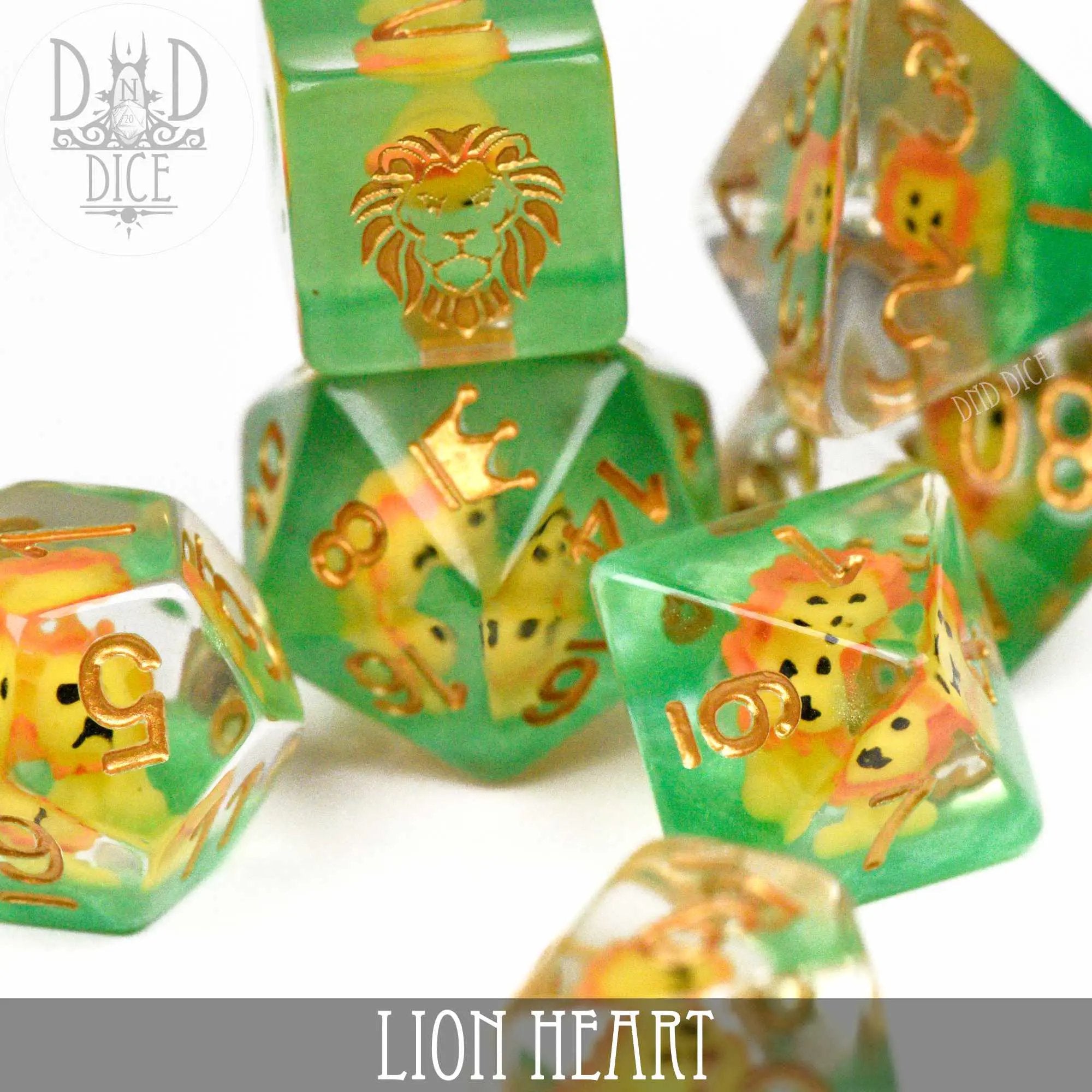 Lion Heart Dice Set by DNDDICE.COM