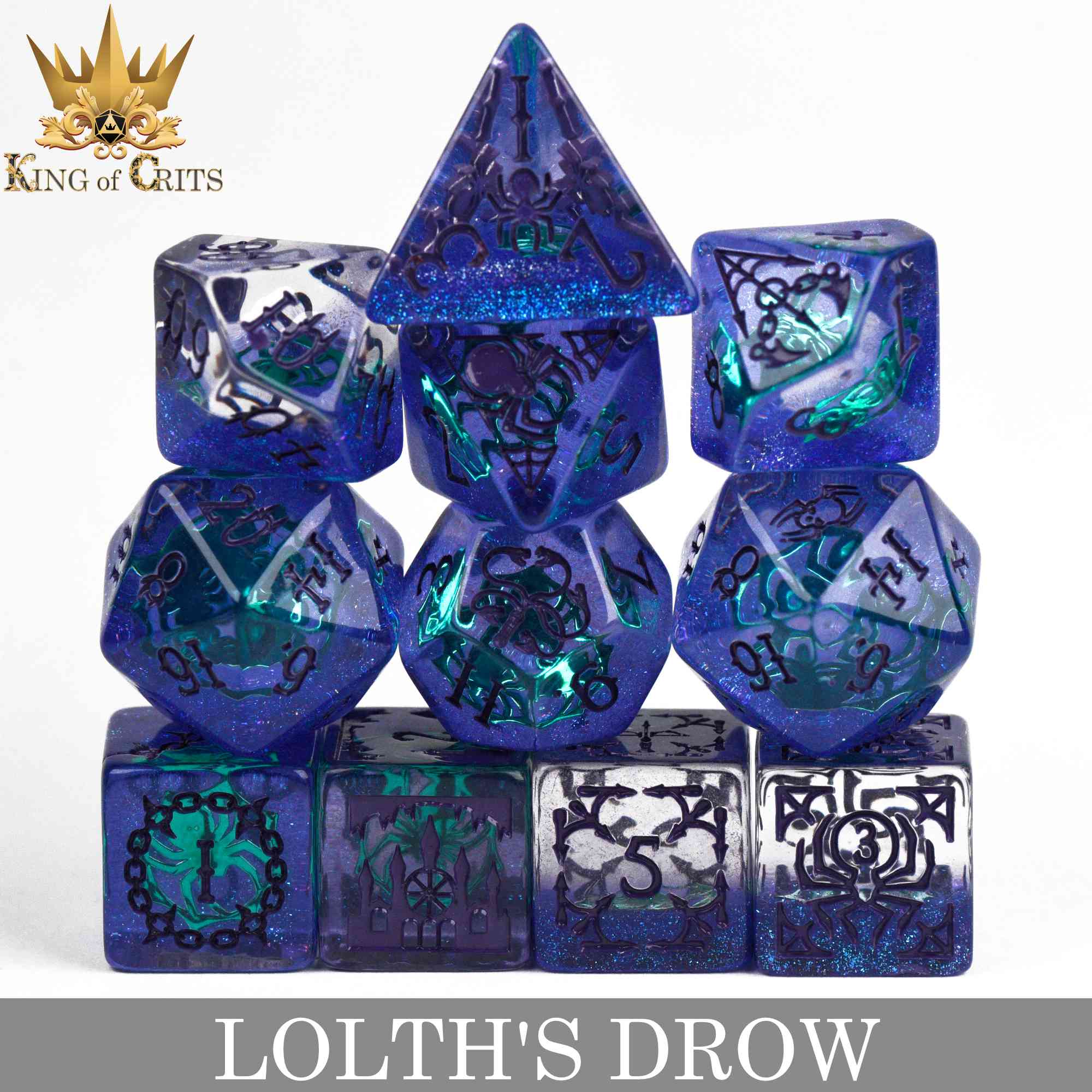 Lolth's Drow 11 Dice Set by DNDDICE.COM