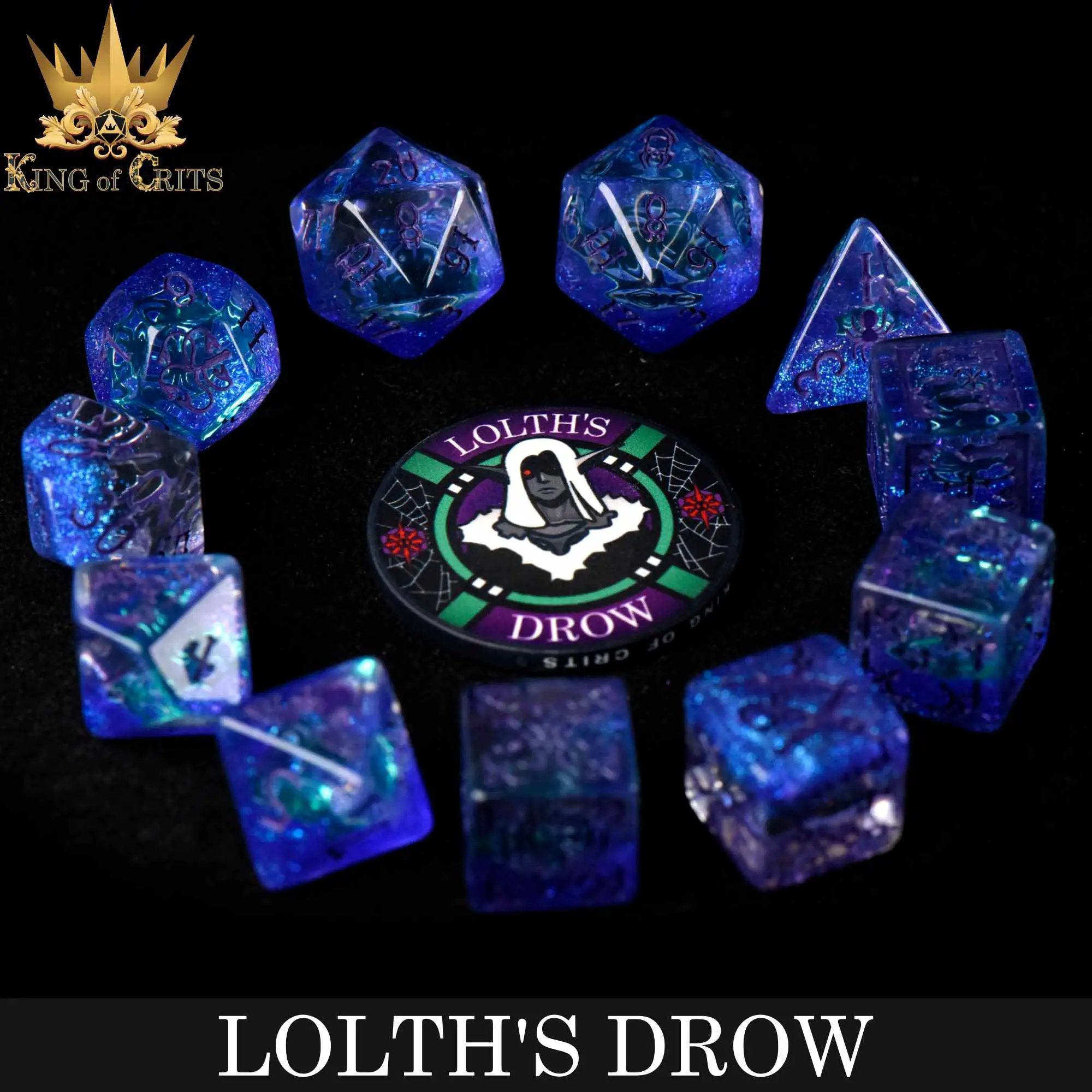 Lolth's Drow 11 Dice Set by DNDDICE.COM