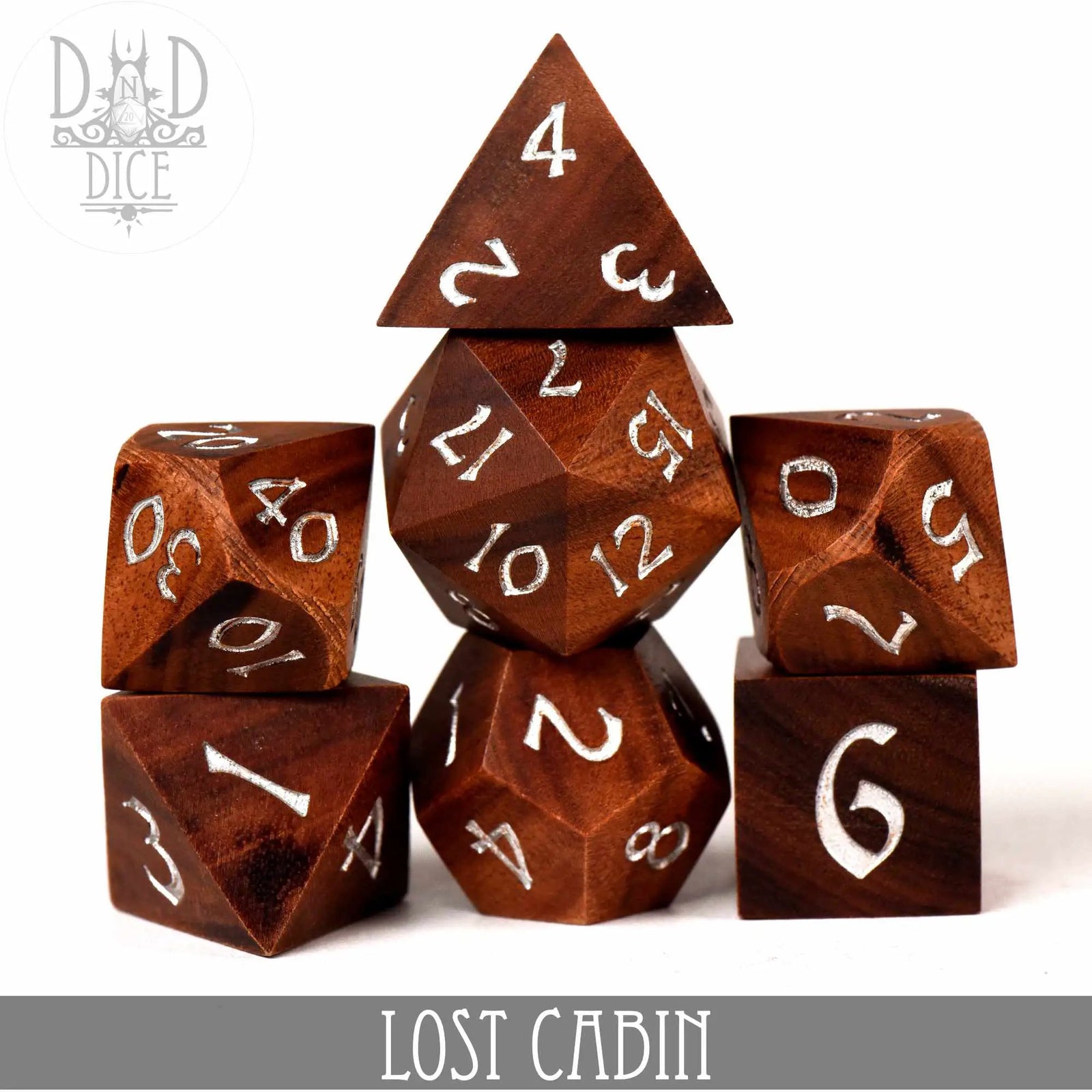 Lost Cabin Wood Dice Set (Gift Box) by DNDDICE.COM