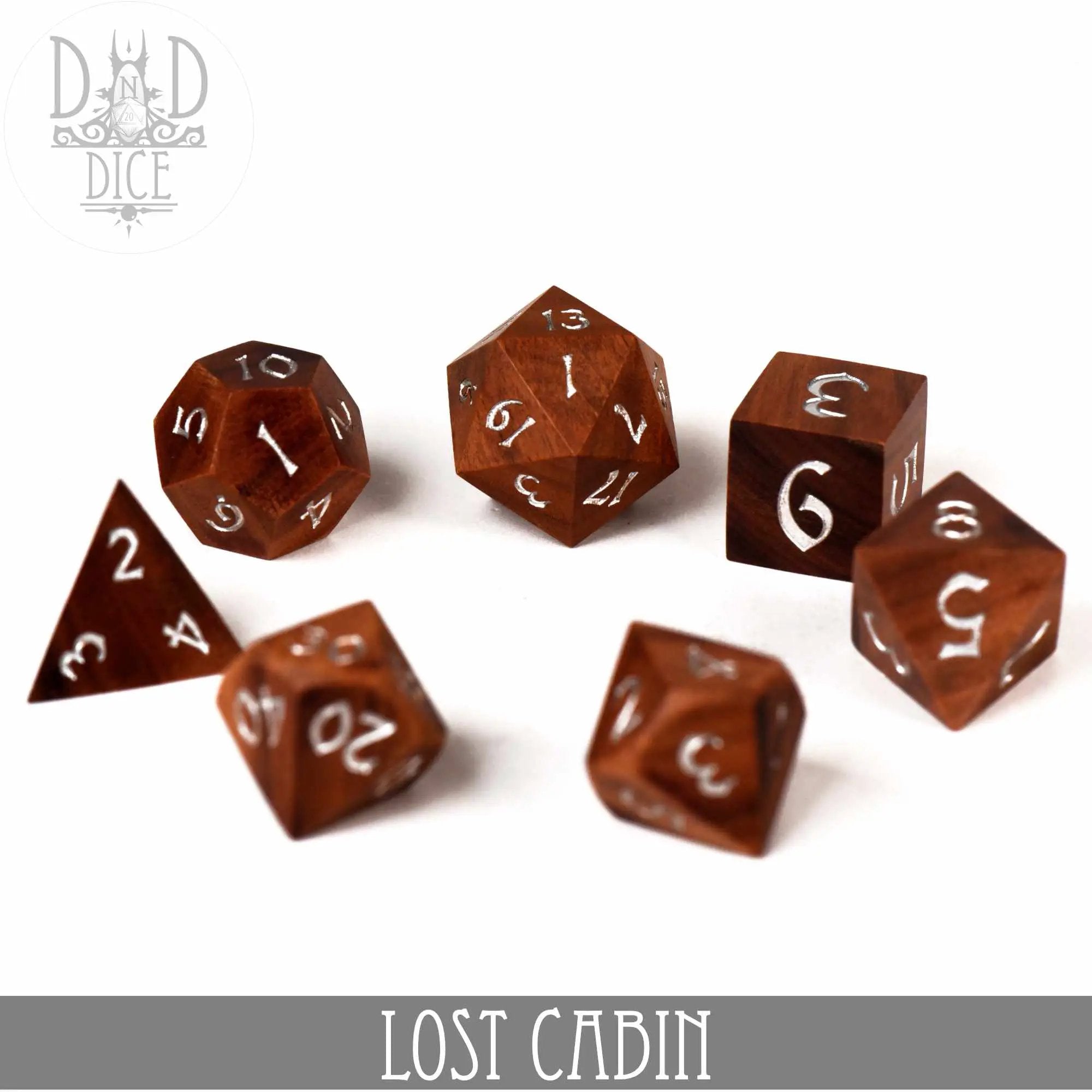 Lost Cabin Wood Dice Set (Gift Box) by DNDDICE.COM