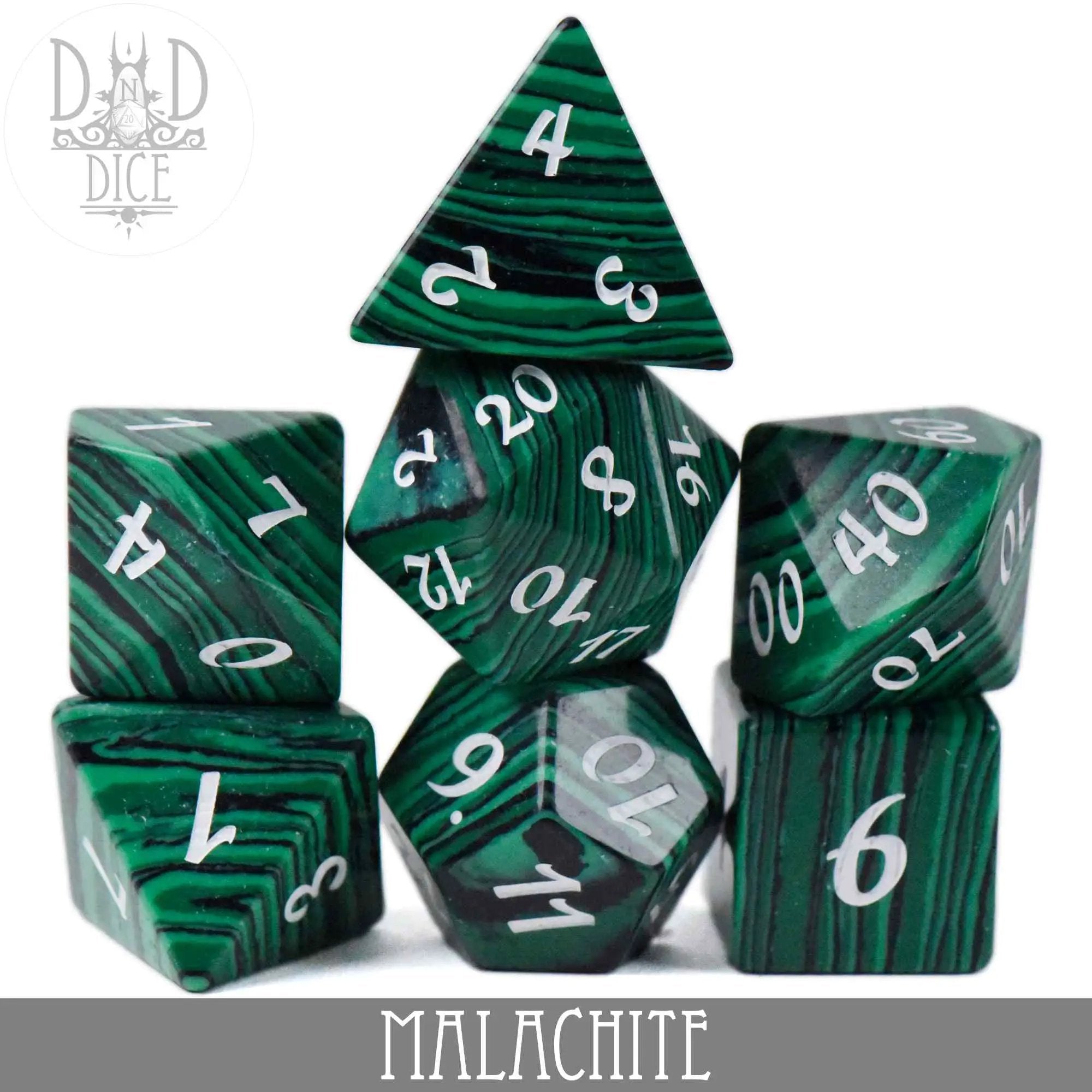 Malachite Dice Set (Gift Box) by DNDDICE.COM