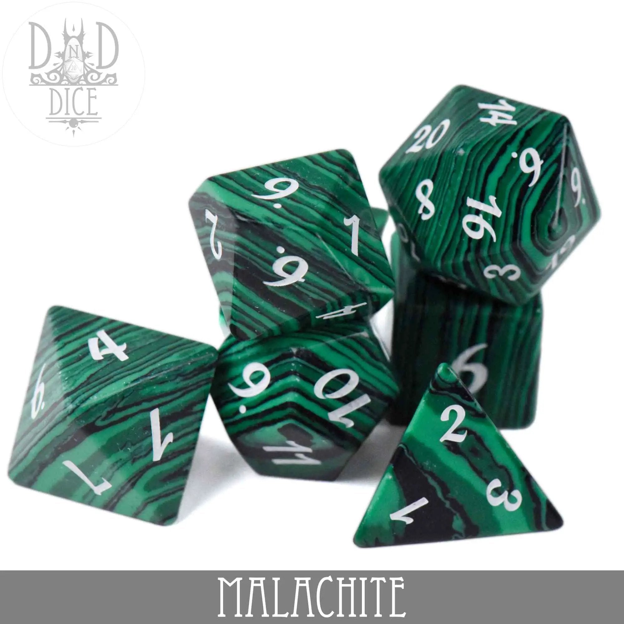 Malachite Dice Set (Gift Box) by DNDDICE.COM