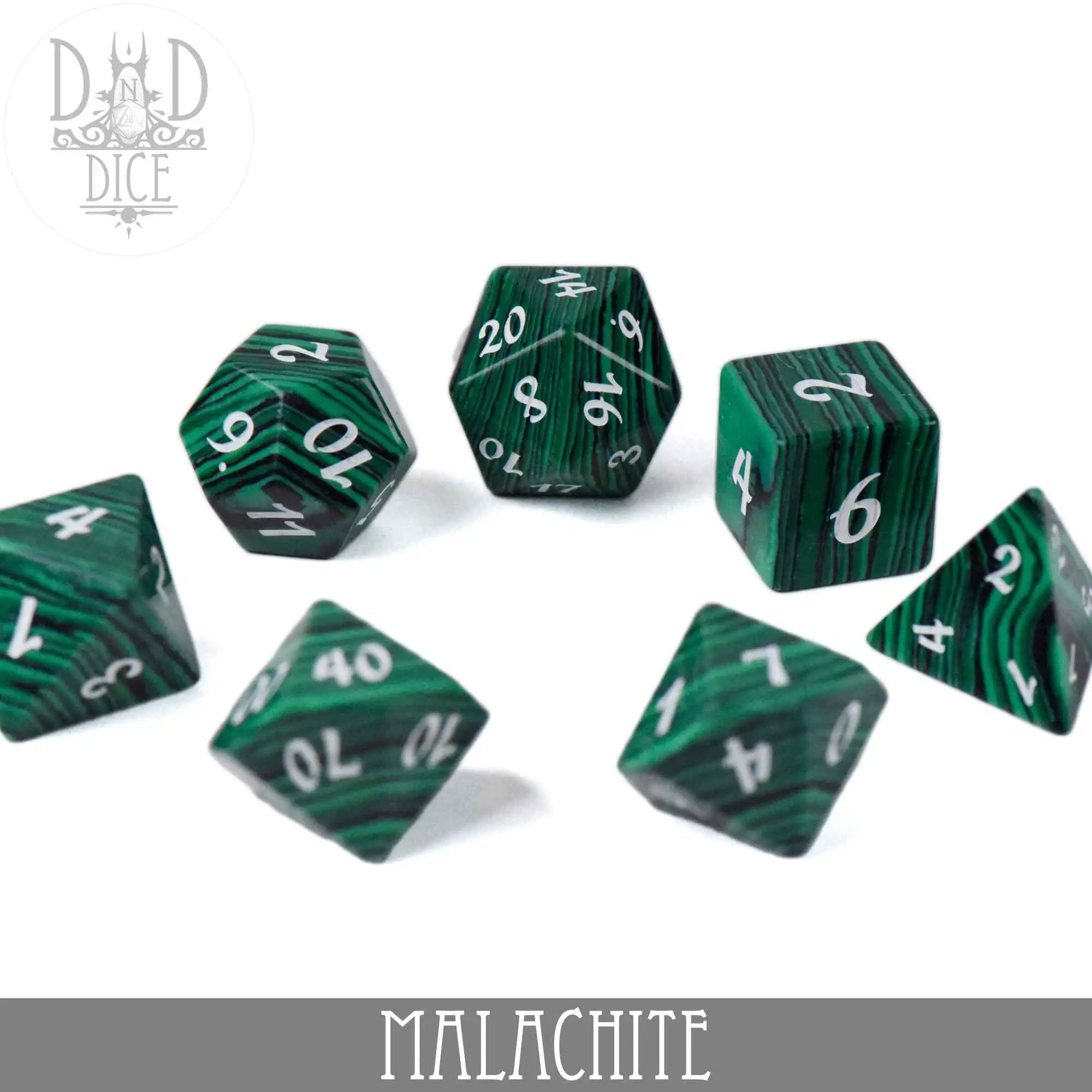 Malachite Dice Set (Gift Box) by DNDDICE.COM