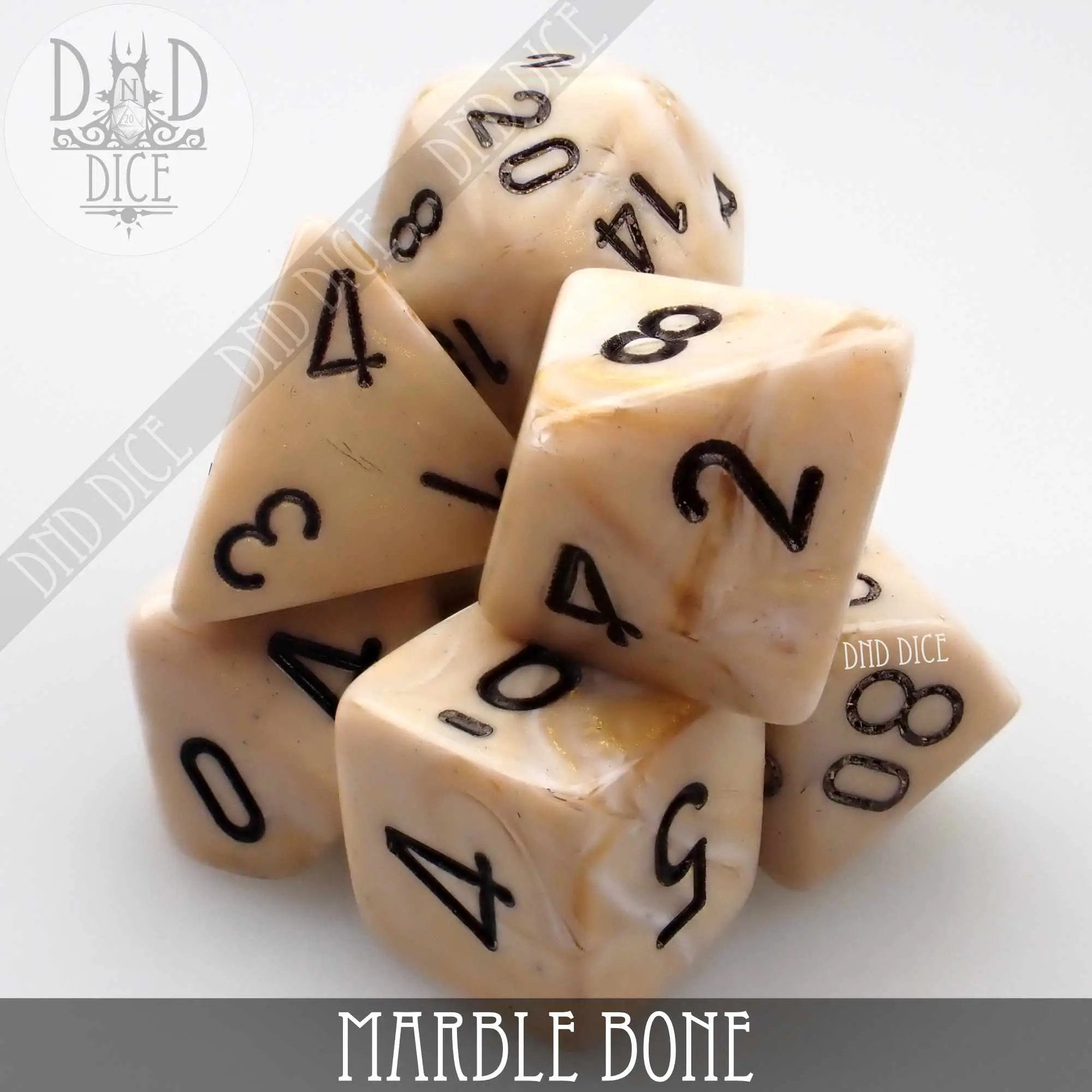 Marble Bone 7 or 11 Dice Set by DNDDICE.COM