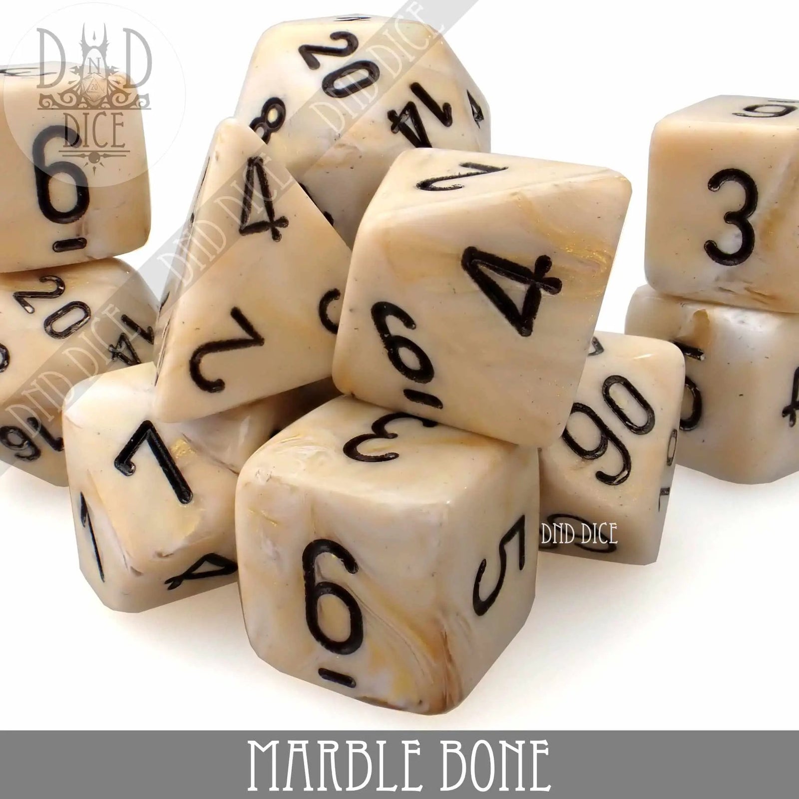 Marble Bone 7 or 11 Dice Set by DNDDICE.COM