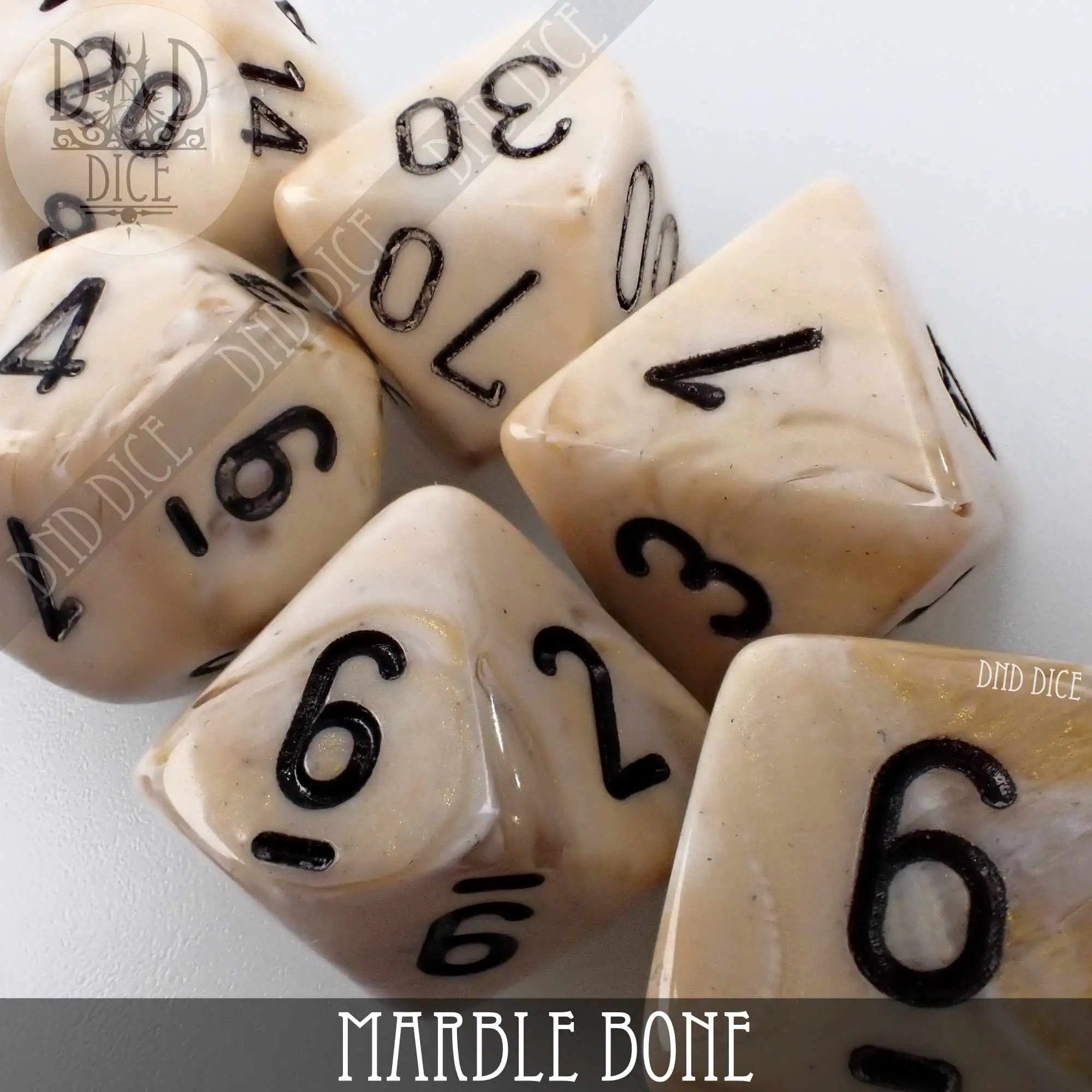 Marble Bone 7 or 11 Dice Set by DNDDICE.COM