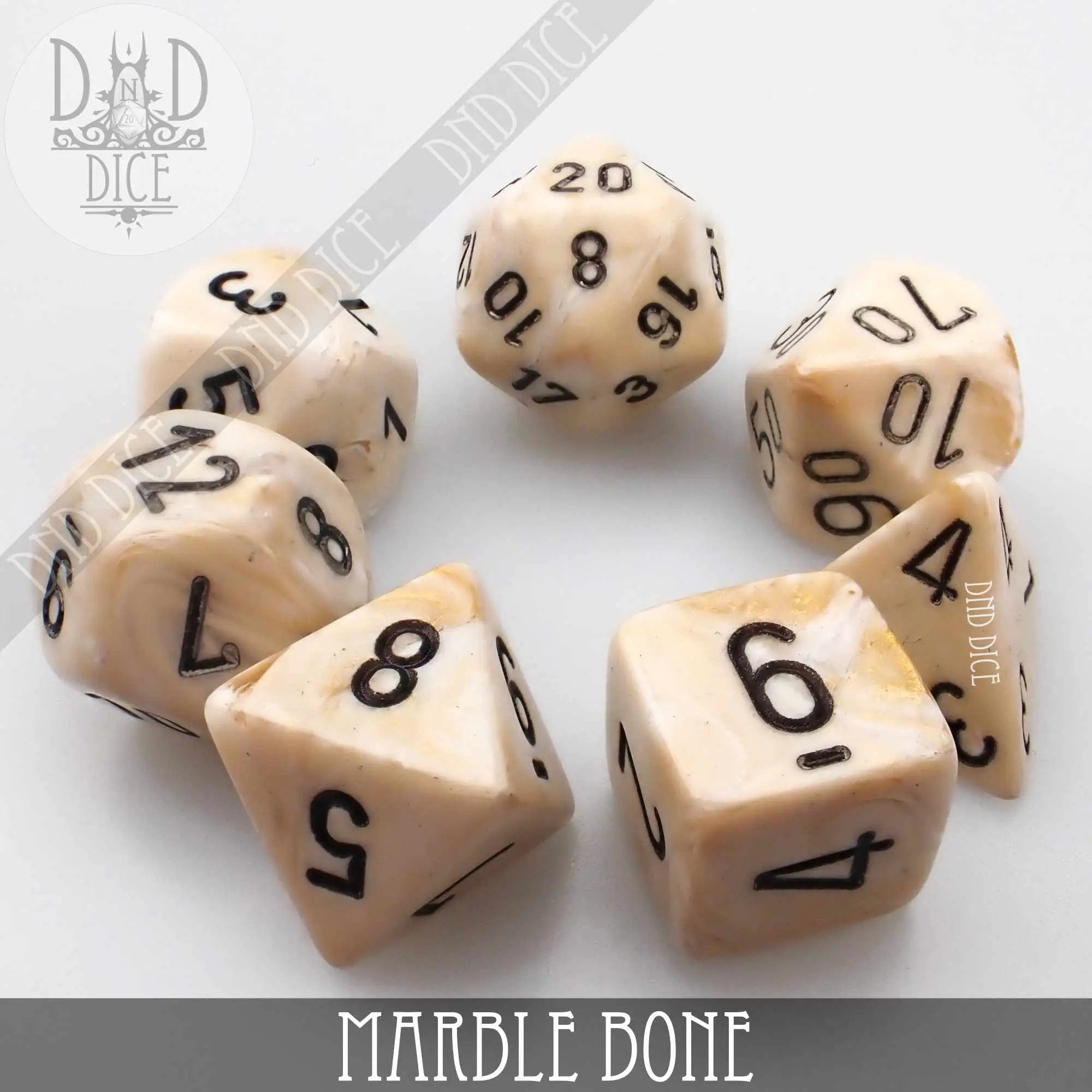 Marble Bone 7 or 11 Dice Set by DNDDICE.COM